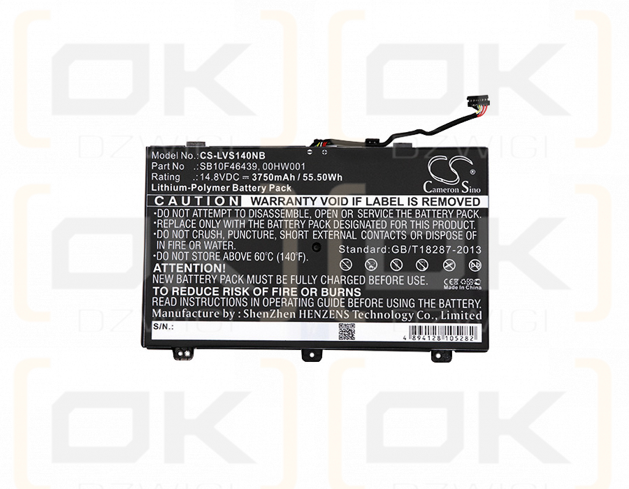 Lenovo ThinkPad Yoga 14 20DM 20DN / SB10F46439 3750 mAh Li-Polymer 14,8 V (Cameron Sino)