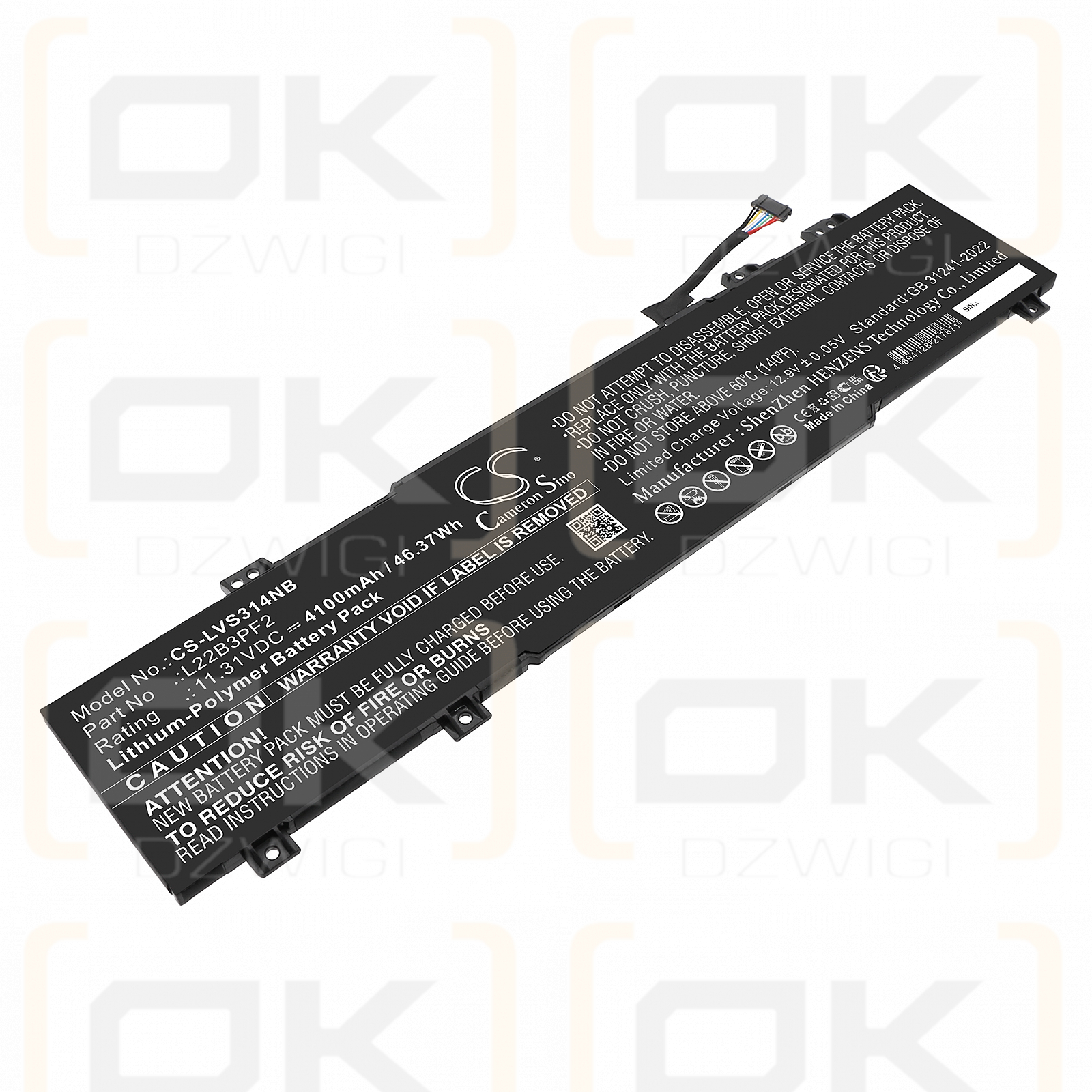 Lenovo IdeaPad Slim 3 16IRU8 82X8003LBM / 5B11K09313 4100 mAh, polímero de litio, 11,31 V (Cameron Sino)
