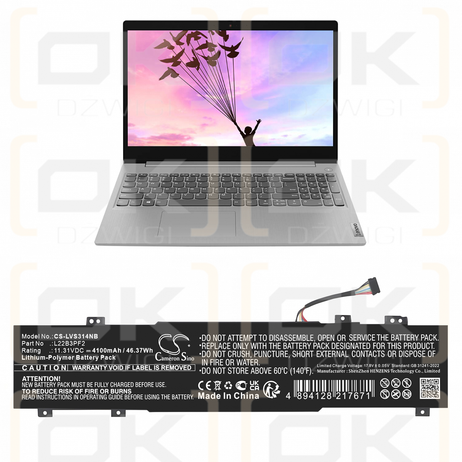 Lenovo IdeaPad Slim 3 16IRU8 82X8003LBM / 5B11K09313 4100mAh Li-Polymer 11.31V (Cameron Sino)