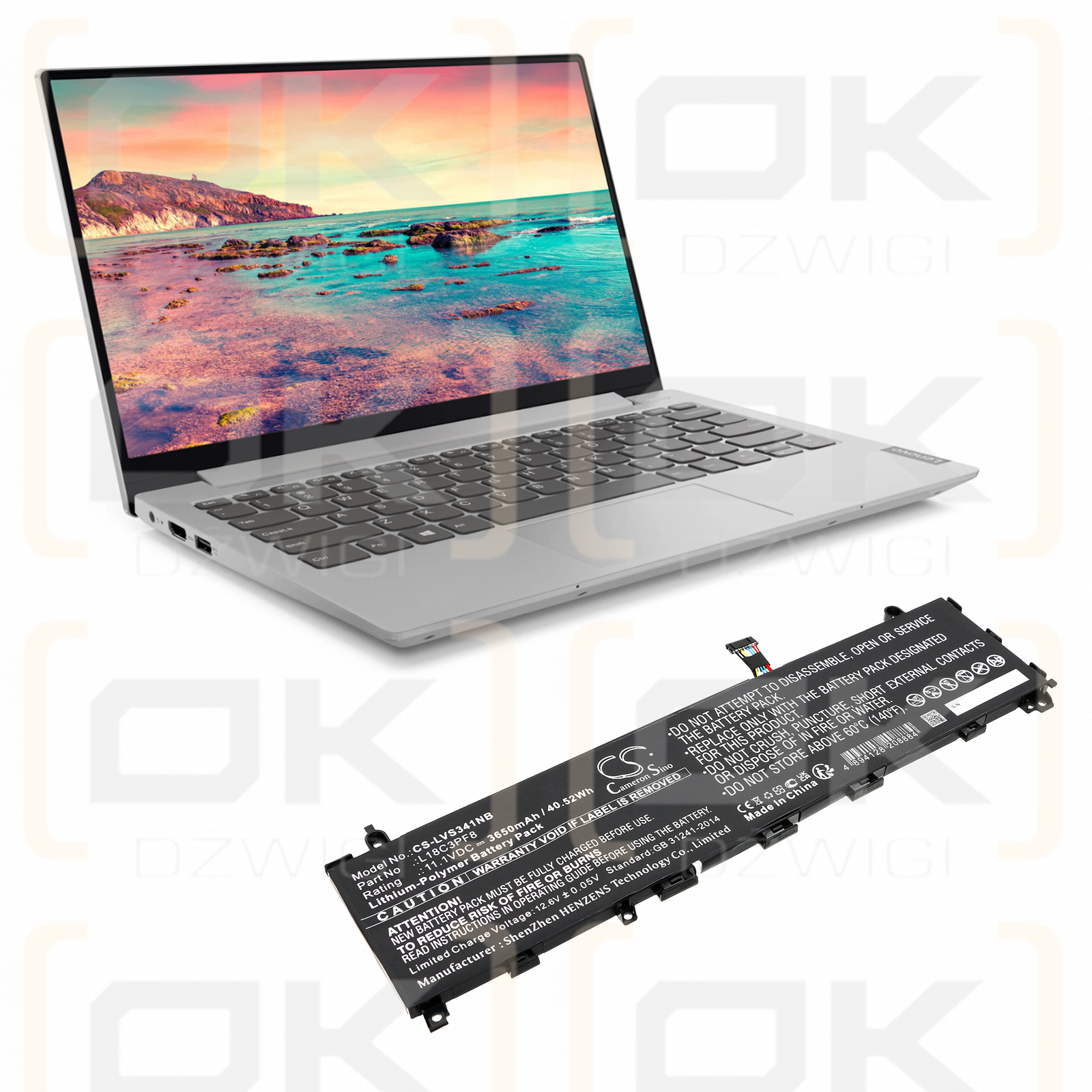 Lenovo IdeaPad S340-13IML(81UM000YKR) / SB10W67222 3650mAh Li-polímero 11.1V (Cameron Sino)