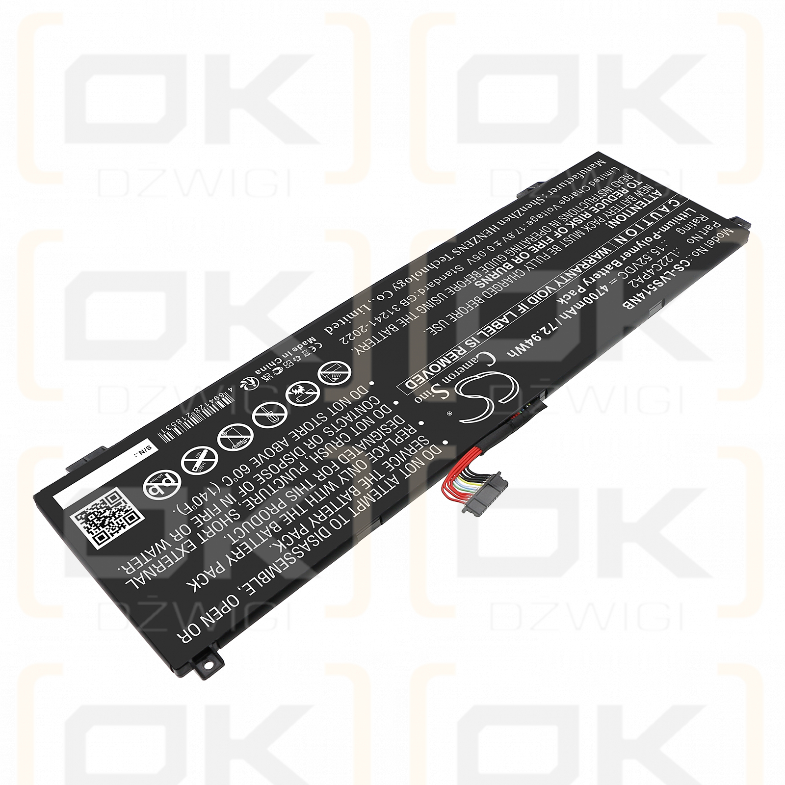 Lenovo Legion Slim 5 14APH8-82Y5005KMX / 5B11K39112 4700 mAh, polímero de litio, 15,52 V (Cameron Sino)