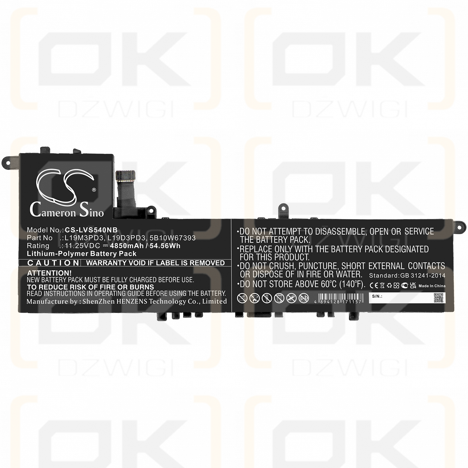 Lenovo IdeaPad S540-13 / L19D3PD3 4850mAh Li-polímero 11.25V (Cameron Sino)