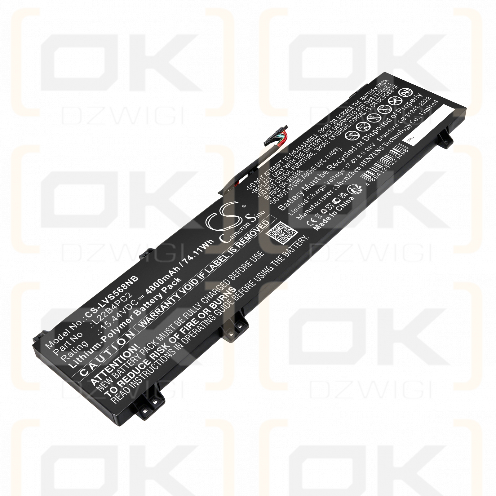 Сменный аккумулятор для Lenovo Legion Slim 5 16APH8 82Y900A0LK / 5B11K38740 4800 мАч литий-полимерный 15,44 В (Cameron Sino)