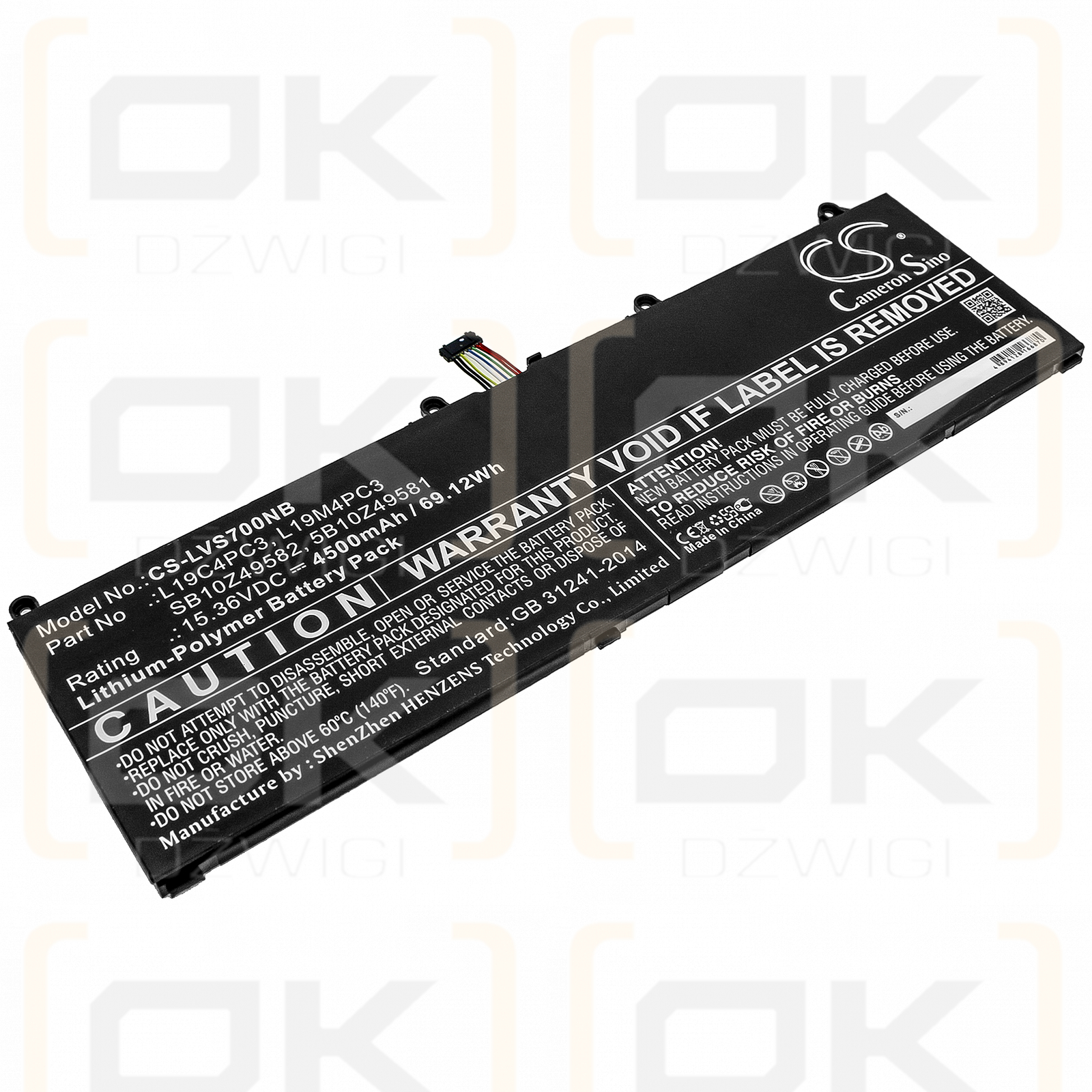 Lenovo Legion S7 15IMH5 82BC0051AU / L19C4PC3 4500mAh Li-Polímero 15.36V (Cameron Sino)