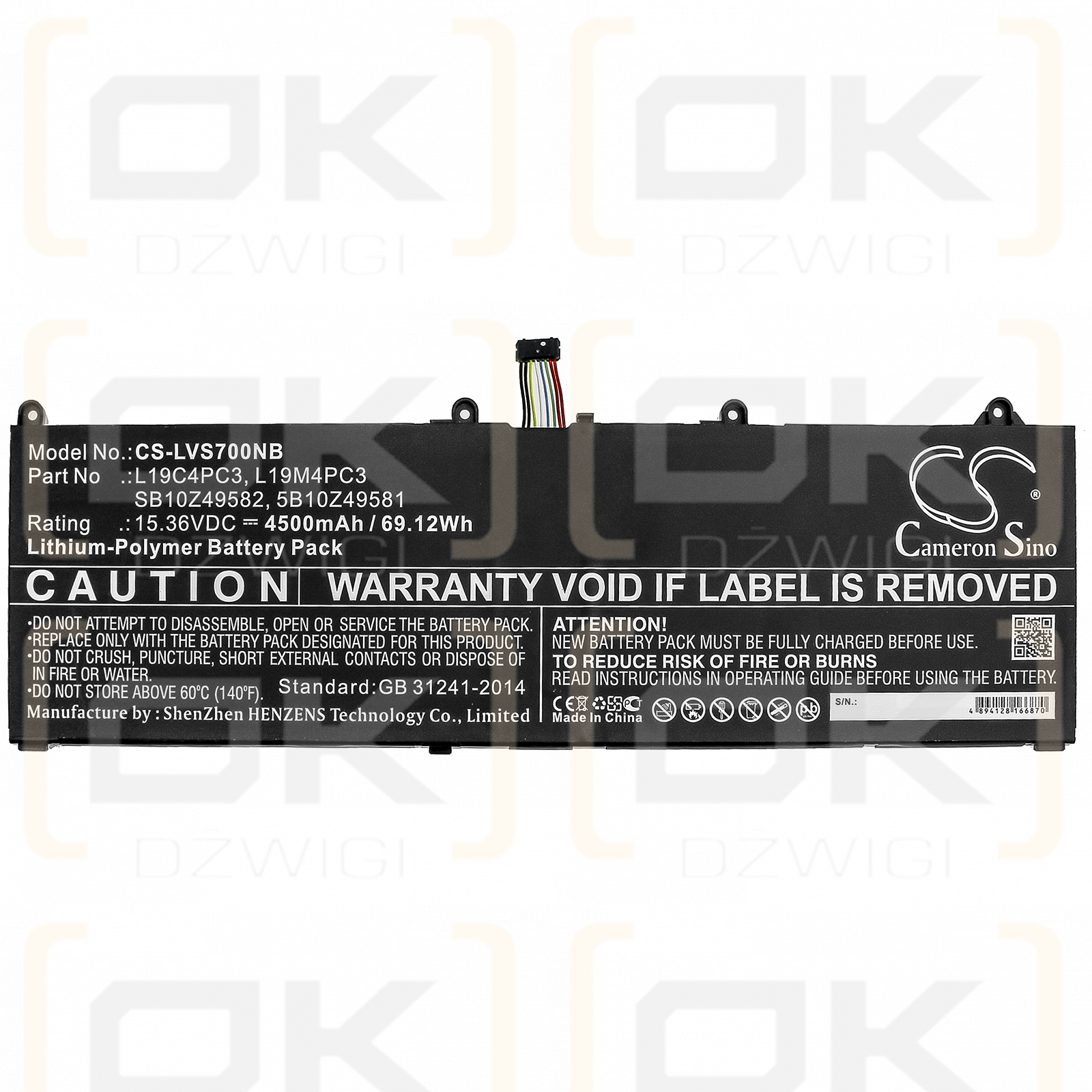 Lenovo Legion S7 15IMH5 82BC0051AU / L19C4PC3 4500mAh Li-Polímero 15.36V (Cameron Sino)