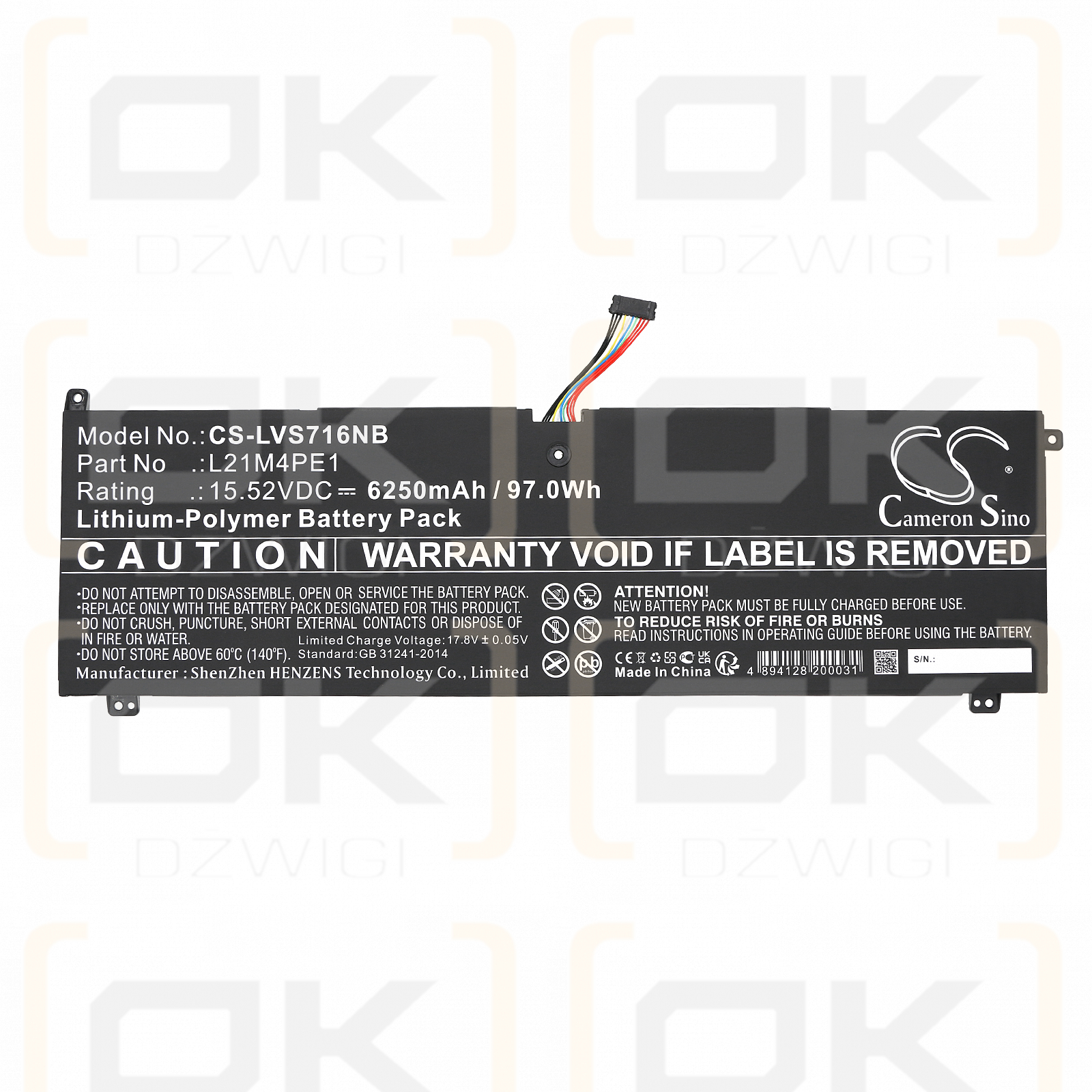 Lenovo Legion S7 16ARHA7 82UG0009MX / 5B11F29413 6250mAh Li-Polímero 15.52V (Cameron Sino)