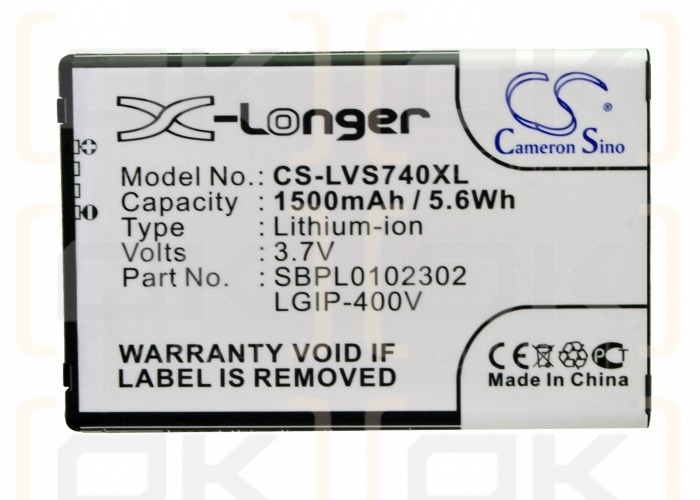 LG Vortex / LGIP-400V 1500mAh Li-ion 3.7V (Cameron Sino)