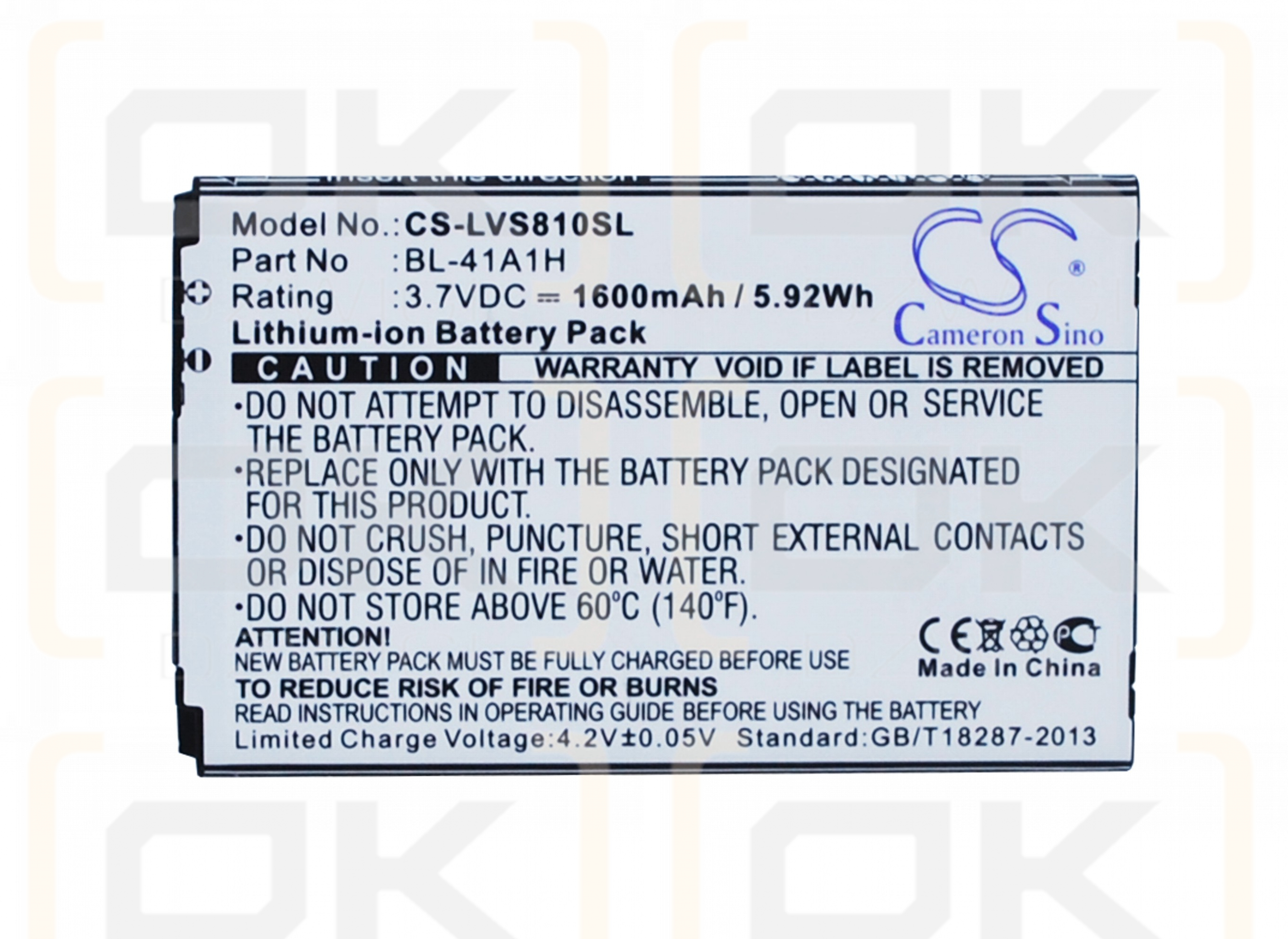 LG CZ2112LWR / BL-41A1H 1600 mAh Li-Ion 3,7 V (Cameron Sino)