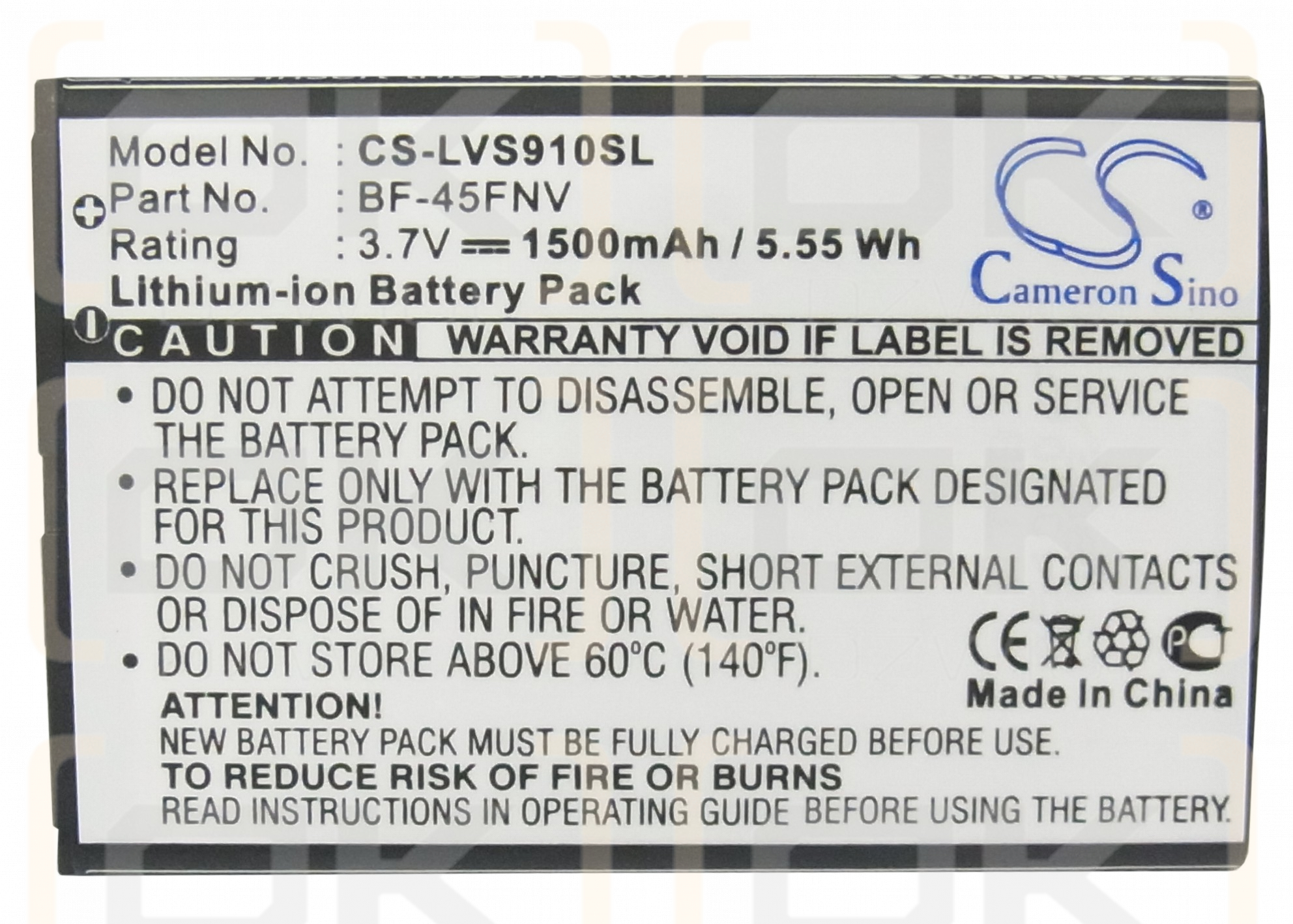 LG US760 / BF-45FNV 1500mAh Li-ion 3.7V (Cameron Sino)