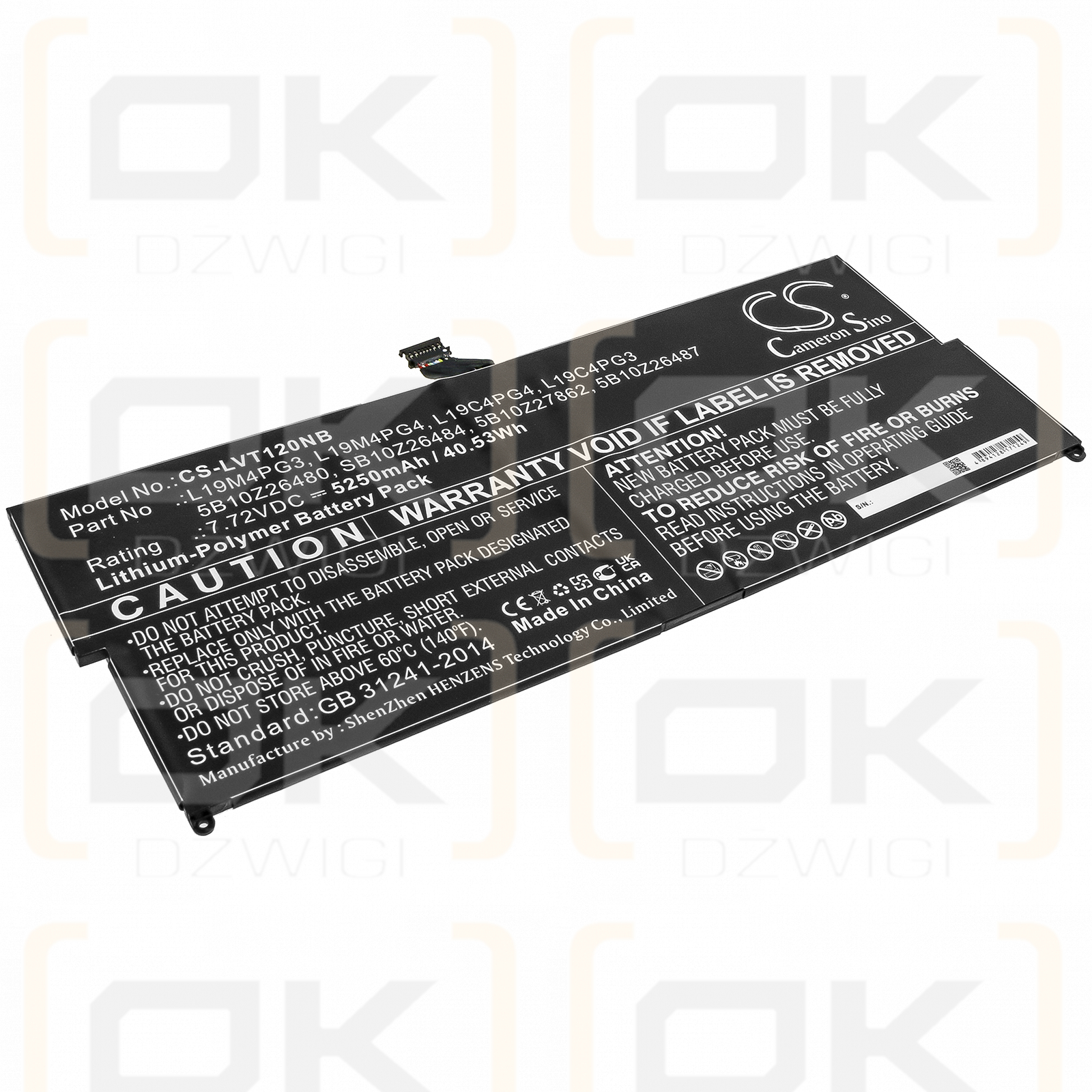 Lenovo ThinkPad X12 abnehmbar / L19M4PG3 5250 mAh Li-Polymer 7,72 V (Cameron Sino)