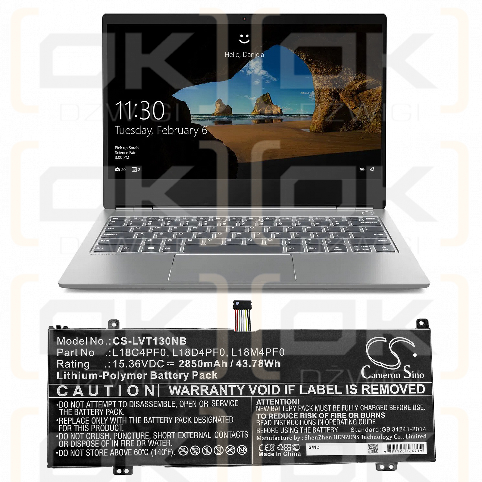 Lenovo ThinkBook 14s / L18C4PF0 2850mAh Li-Polímero 15.36V (Cameron Sino)