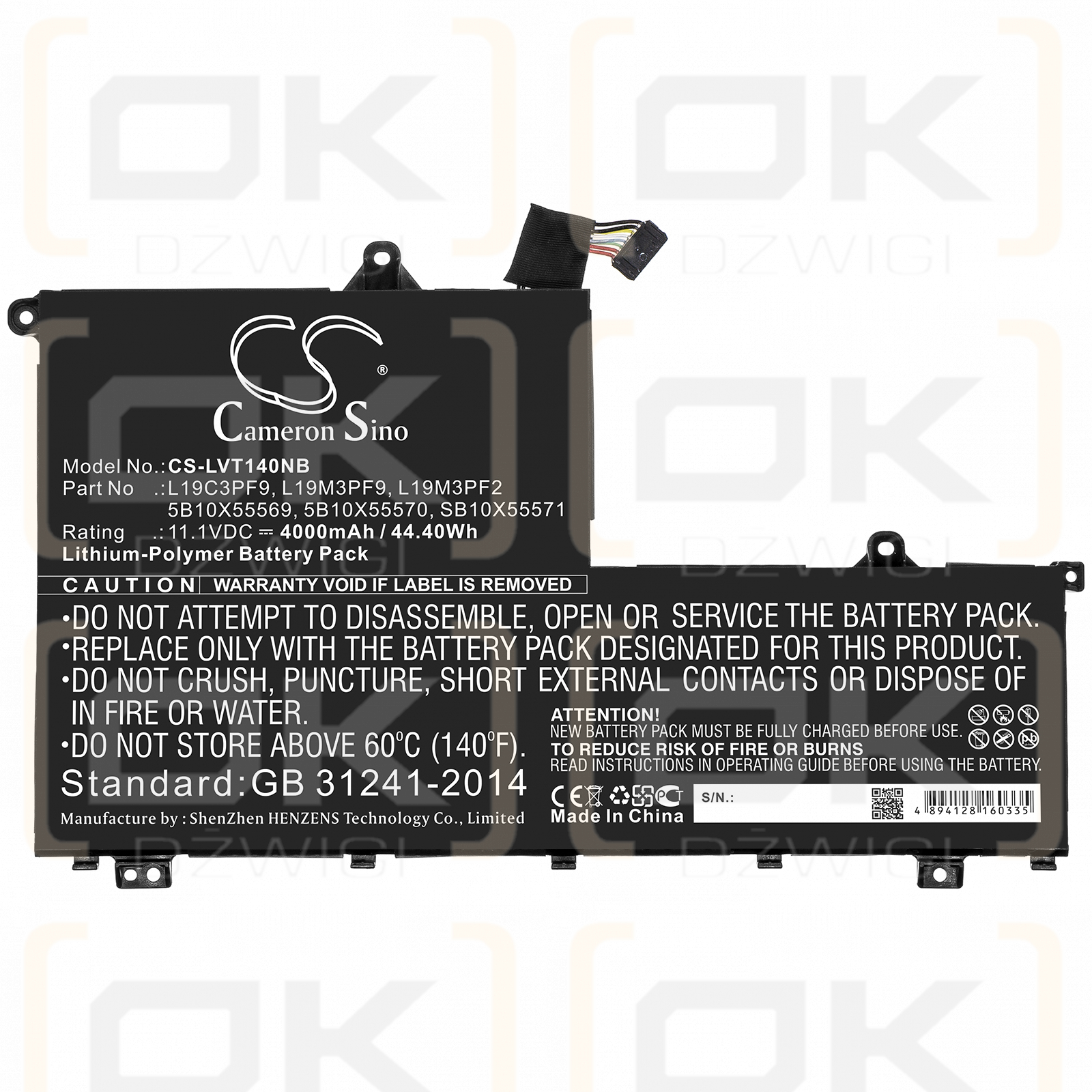 Lenovo ThinkBook 14-IIL / 5B10X55569 4000 mAh Li-Polymer 11,1 V (Cameron Sino)