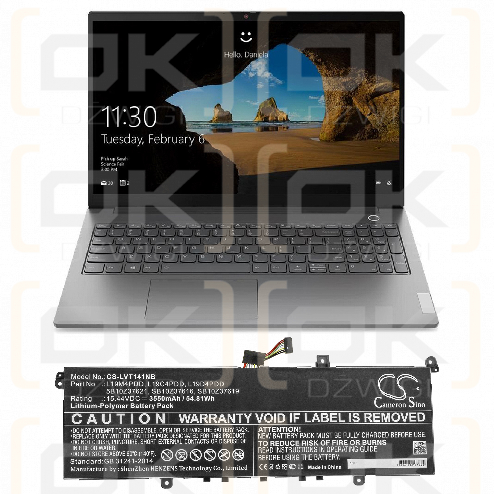 Lenovo ThinkBook 14s G2-20VA0004AU / 5B10Z37621 3550 mAh Li-Polymer 15,44 V (Cameron Sino)