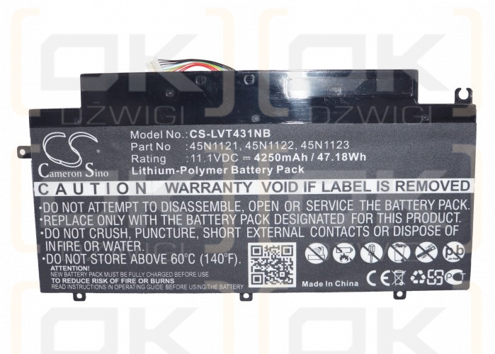 Lenovo ThinkPad T431s / 45N1123 4250mAh Li-Polímero 11.1V (Cameron Sino)