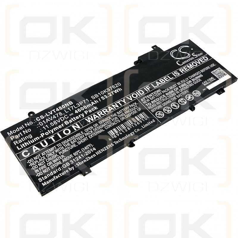 Lenovo ThinkPad T480s 20L8S3YD04 / 01AV478 4600mAh Li-Polímero 11.58V (Cameron Sino)