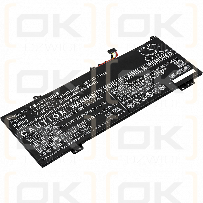 Lenovo Yoga 530 / L17C4PB0 5800mAh Li-polímero 7.68V (Cameron Sino)