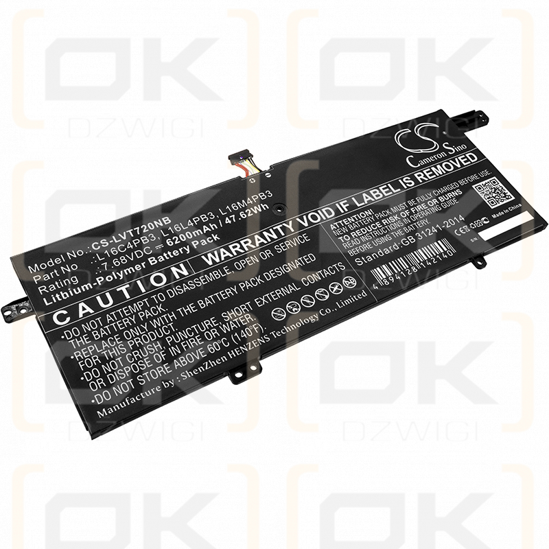 Lenovo IdeaPad 720s-13IKB (81A8) / L16C4PB3 6200mAh Li-Polymer 7.68V (Cameron Sino)