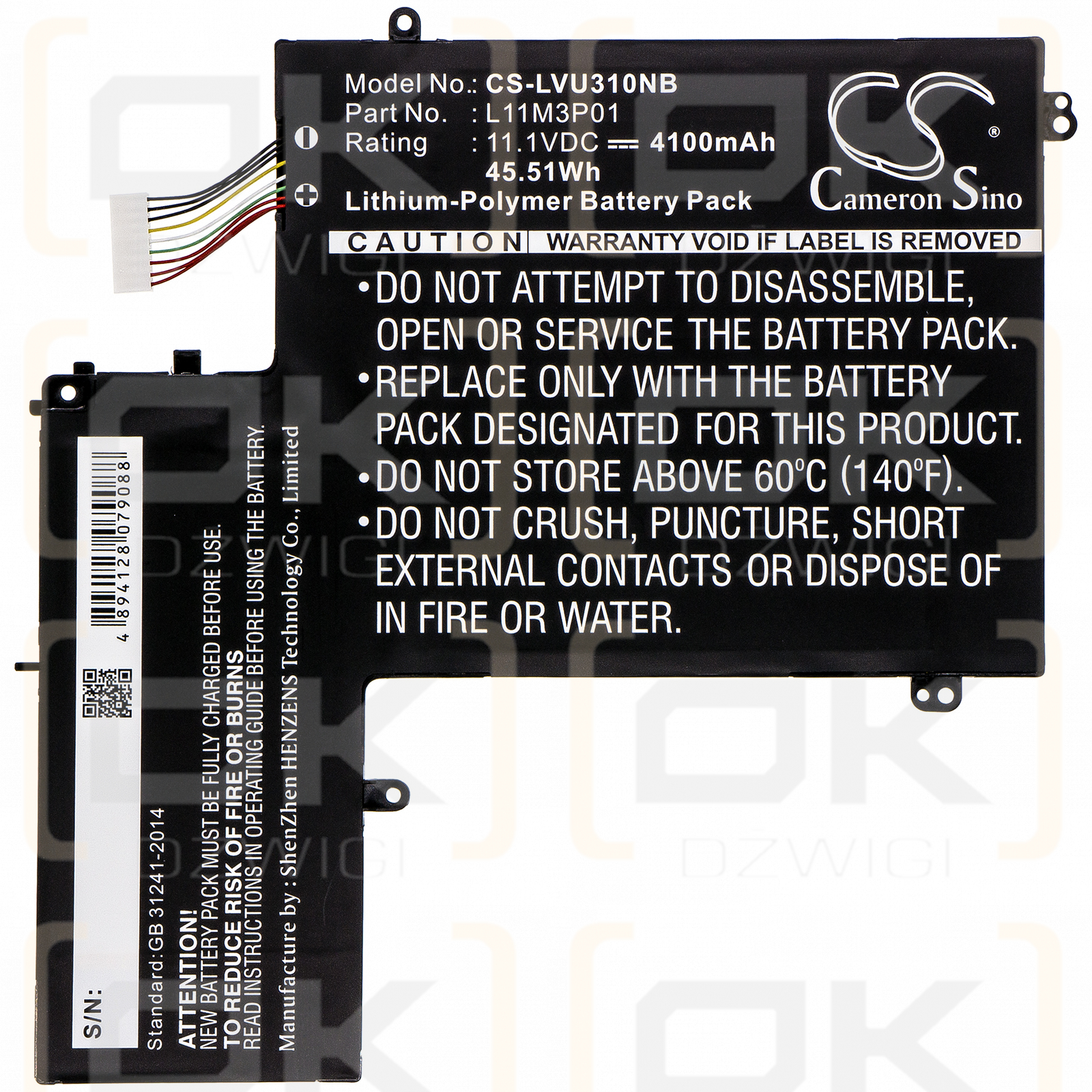 Lenovo Ideapad U410 / L11M3P01 4100mAh Li-polímero 11.1V (Cameron Sino)