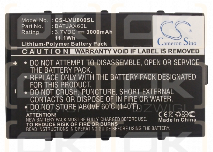 Lenovo ideapad U8 / BATJAX60L 3000 mAh Li-polímero 3,7 V (Cameron Sino)