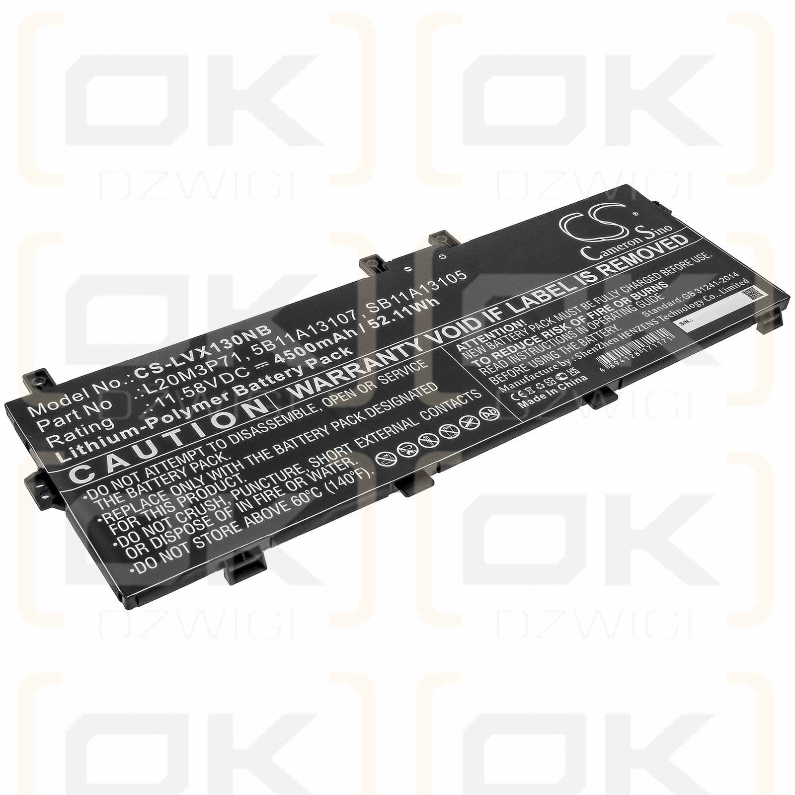 Lenovo ThinkPad X13 Yoga G2 / L20M3P71 4500mAh Li-polímero 11.58V (Cameron Sino)