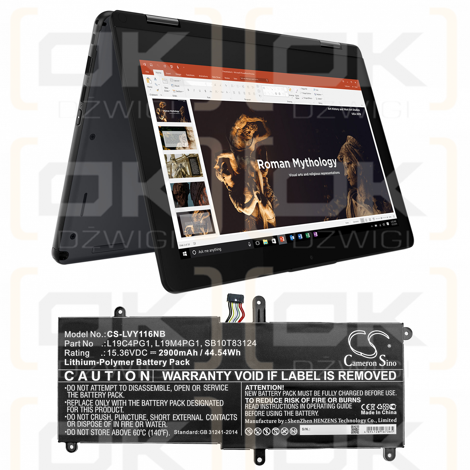 Lenovo 11e Yoga Gen 6 20SES0LE00 / L19C4PG1 2900 mAh Li-Polymer 15,36 V (Cameron Sino)