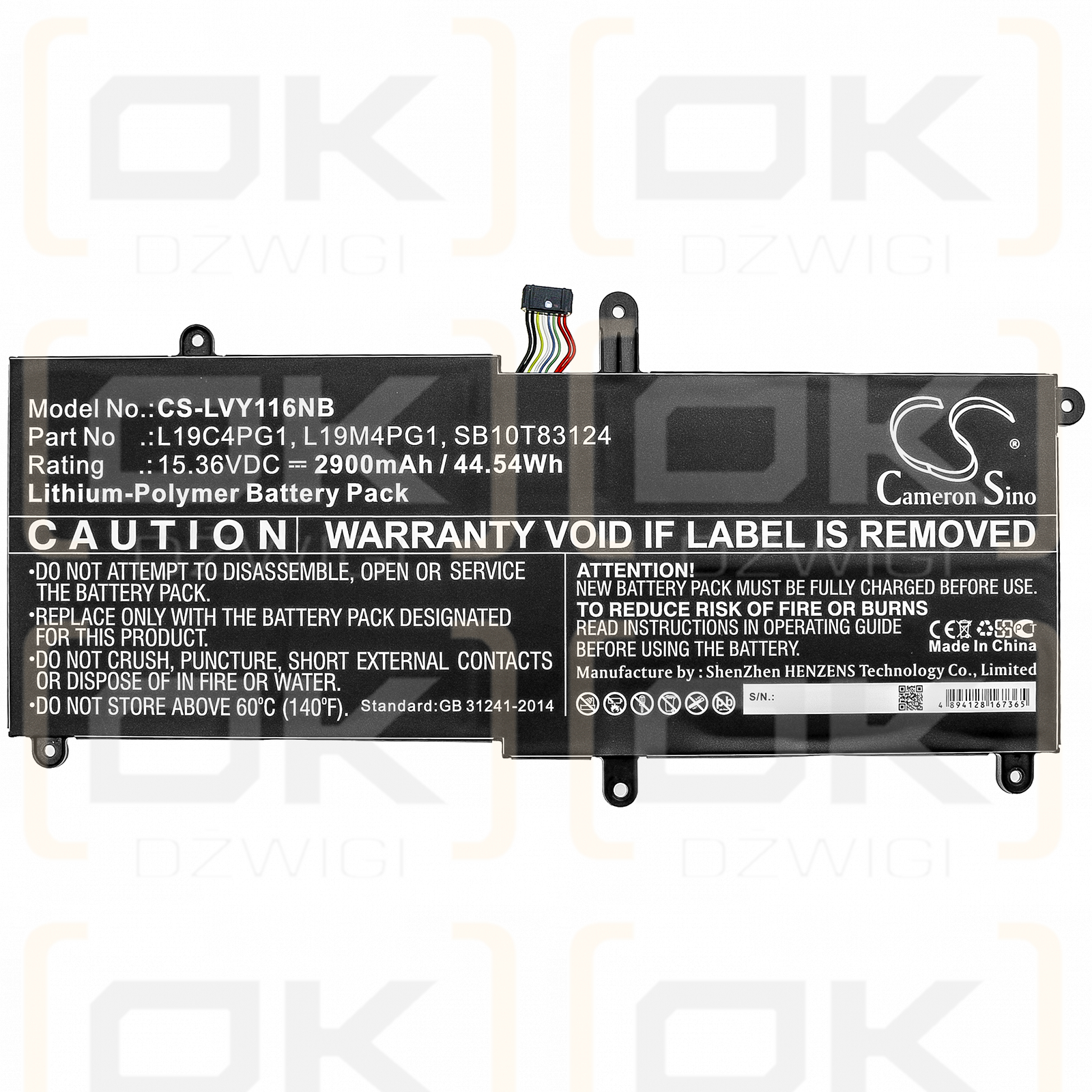 Lenovo 11e Yoga Gen 6 20SES0LE00 / L19C4PG1 2900 mAh Li-Polymer 15,36 V (Cameron Sino)