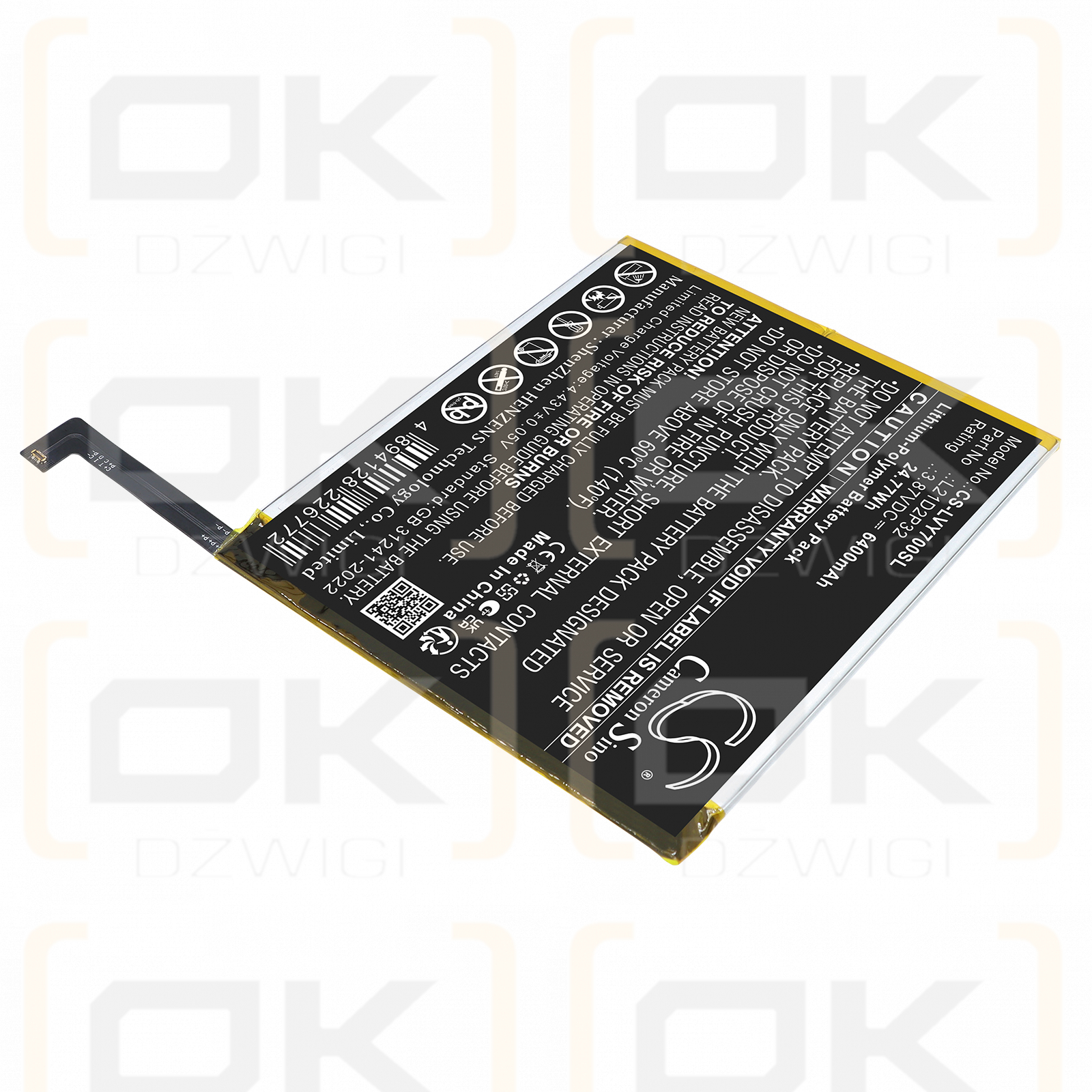 Replacement Battery for Lenovo TB-9707F / L21C2P32 6400mAh Li-Polymer 3.87V (Cameron Sino)