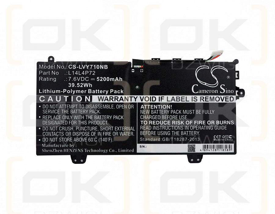 Lenovo Yoga 700-11ISK(80QE0027GE) / L14L4P72 5200mAh Li-polímero 7.6V (Cameron Sino)