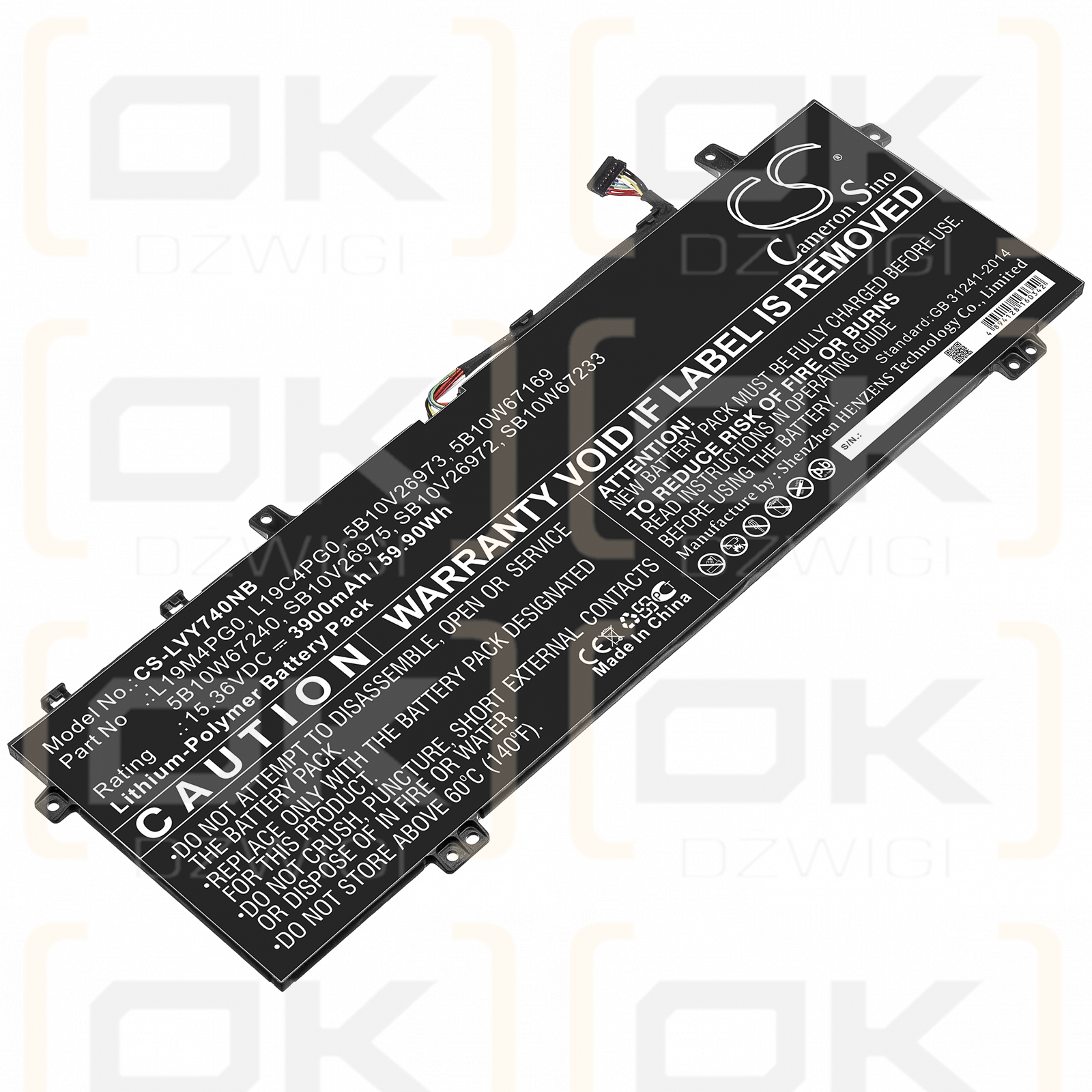 Lenovo Legion Y9000X / L19M4PG0 3900 mAh Li-Polymer 15,36 V (Cameron Sino)