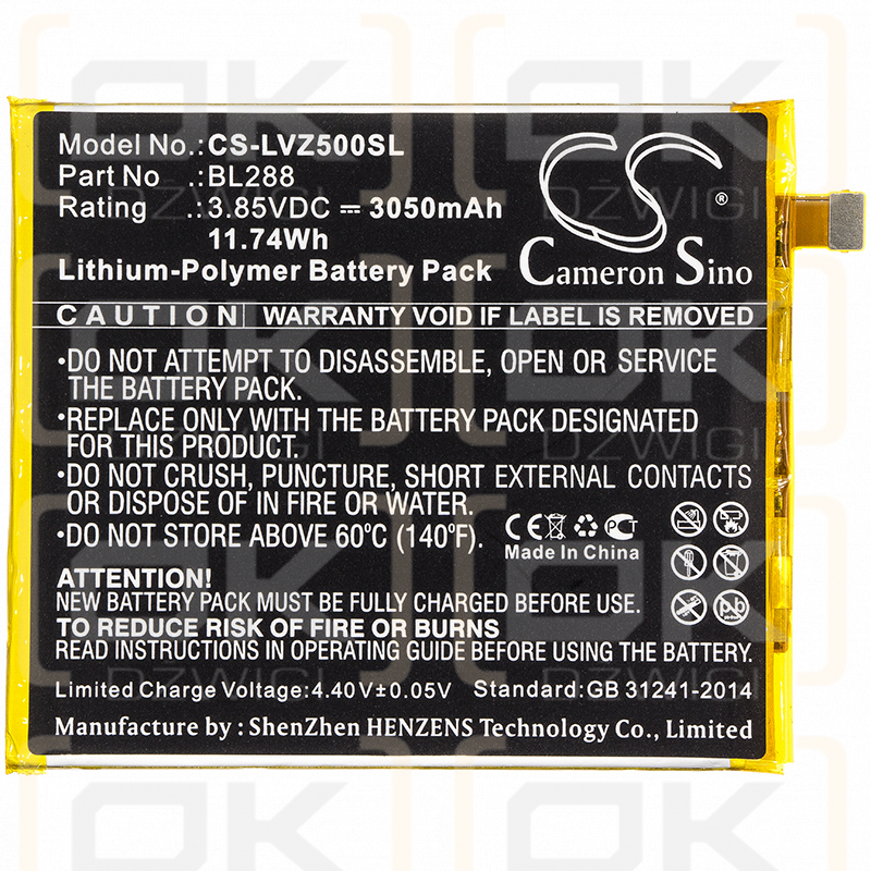 Lenovo L78012 / BL288 3050mAh Li-Polymer 3.85V (Cameron Sino)