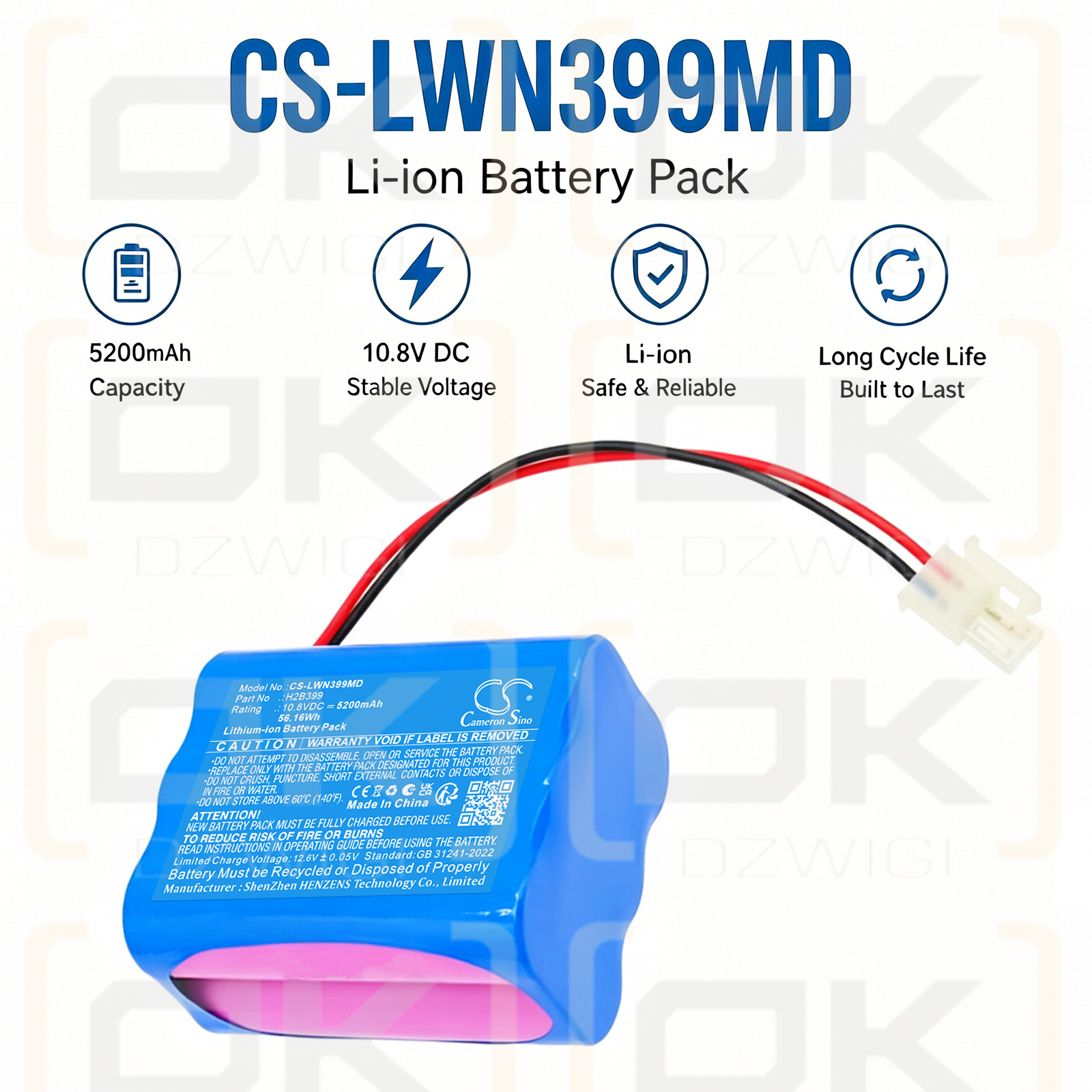 Сменный аккумулятор для Lowenstein Leoni Plus / 208700 5200 мАч Li-ion 10,8 В (Cameron Sino)