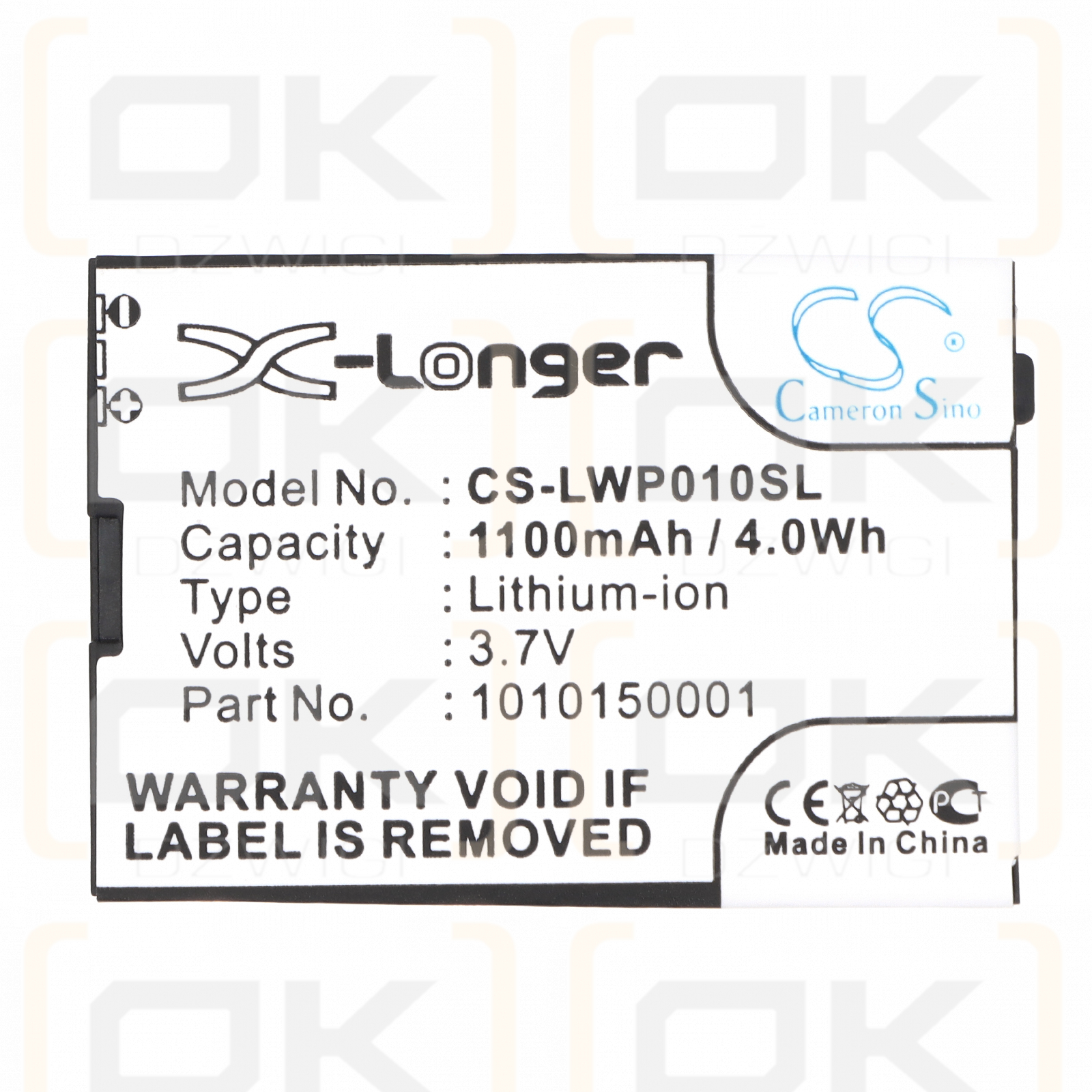 LOCKTEC WP04/1010150001 1100 мАч Li-ion 3,7 В (Cameron Sino)