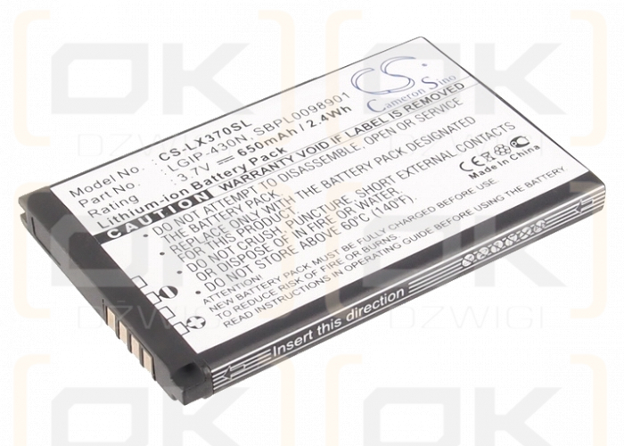 LG Wine / LGIP-430N 650mAh Li-ion 3.7V (Cameron Sino)