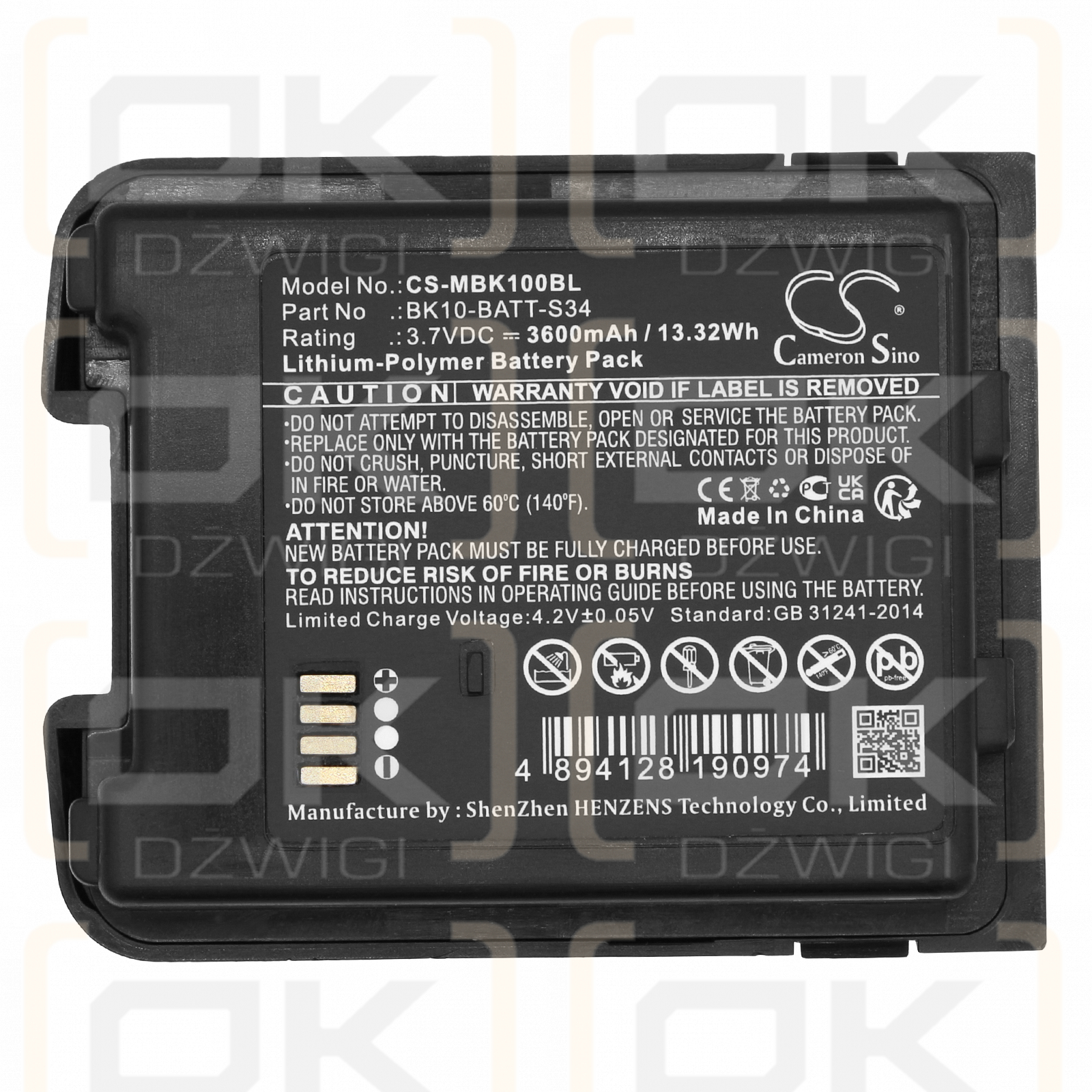 M3 Mobile BK10 / BK10-BATT-S34 3600mAh Li-Polímero 3.7V (Cameron Sino)