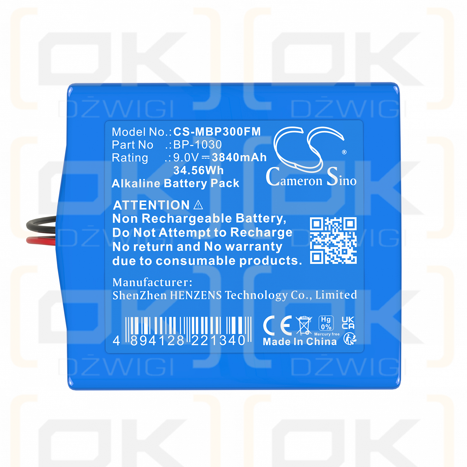 Merl Pointer 3000 ELT Emergency Locator / BP-1030 3840mAh Alkaline 9.0V (Cameron Sino)