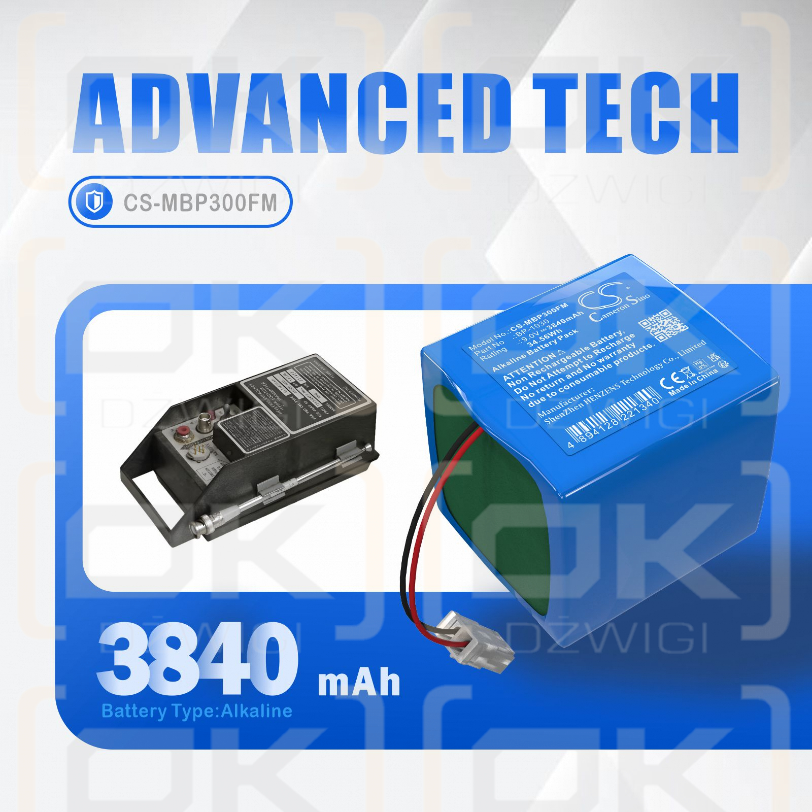 Merl Pointer 3000 ELT Emergency Locator / BP-1030 3840mAh Alkaline 9.0V (Cameron Sino)