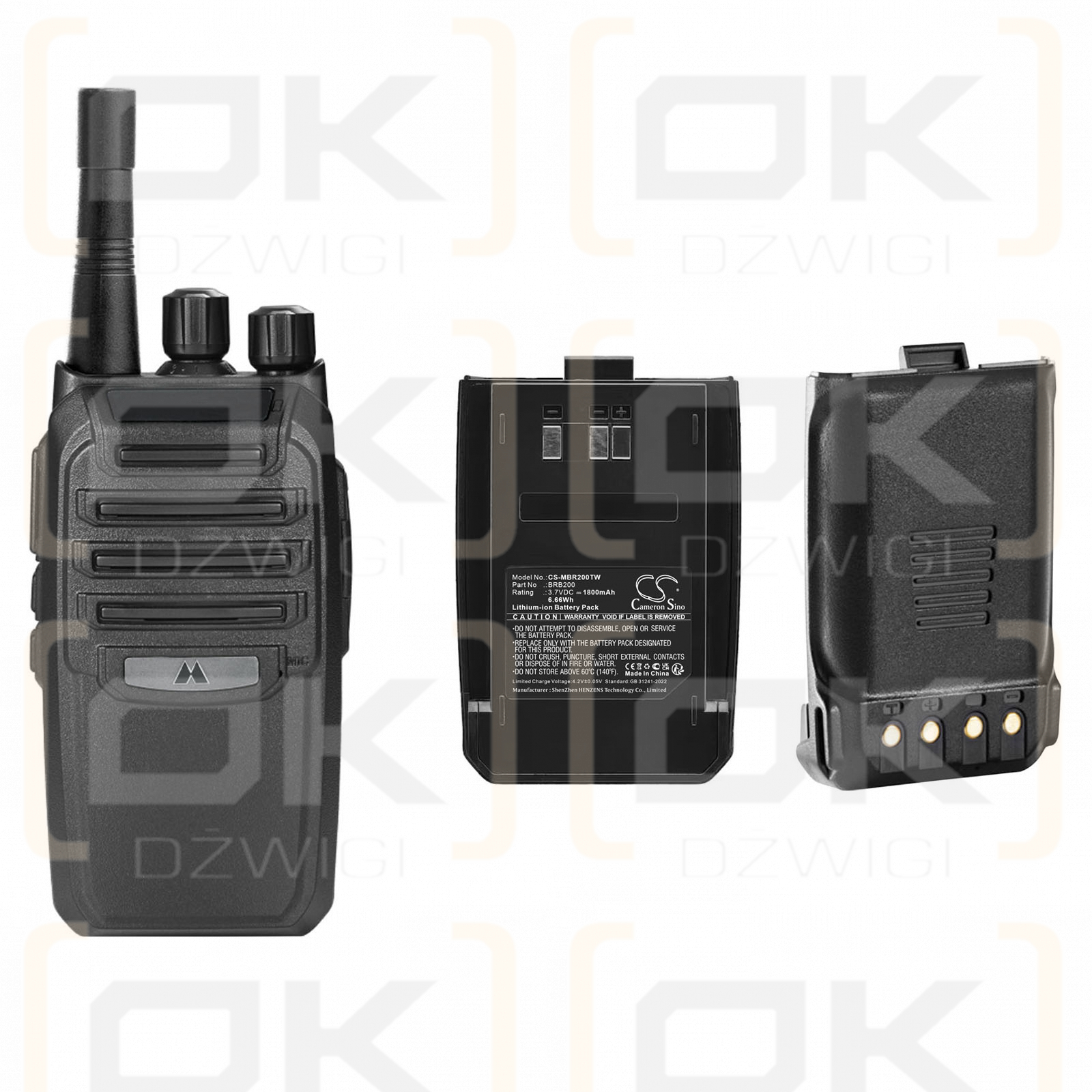 Batería Midland BizTalk BR200/BRB200 de iones de litio de 1800 mAh y 3,7 V (Cameron Sino)