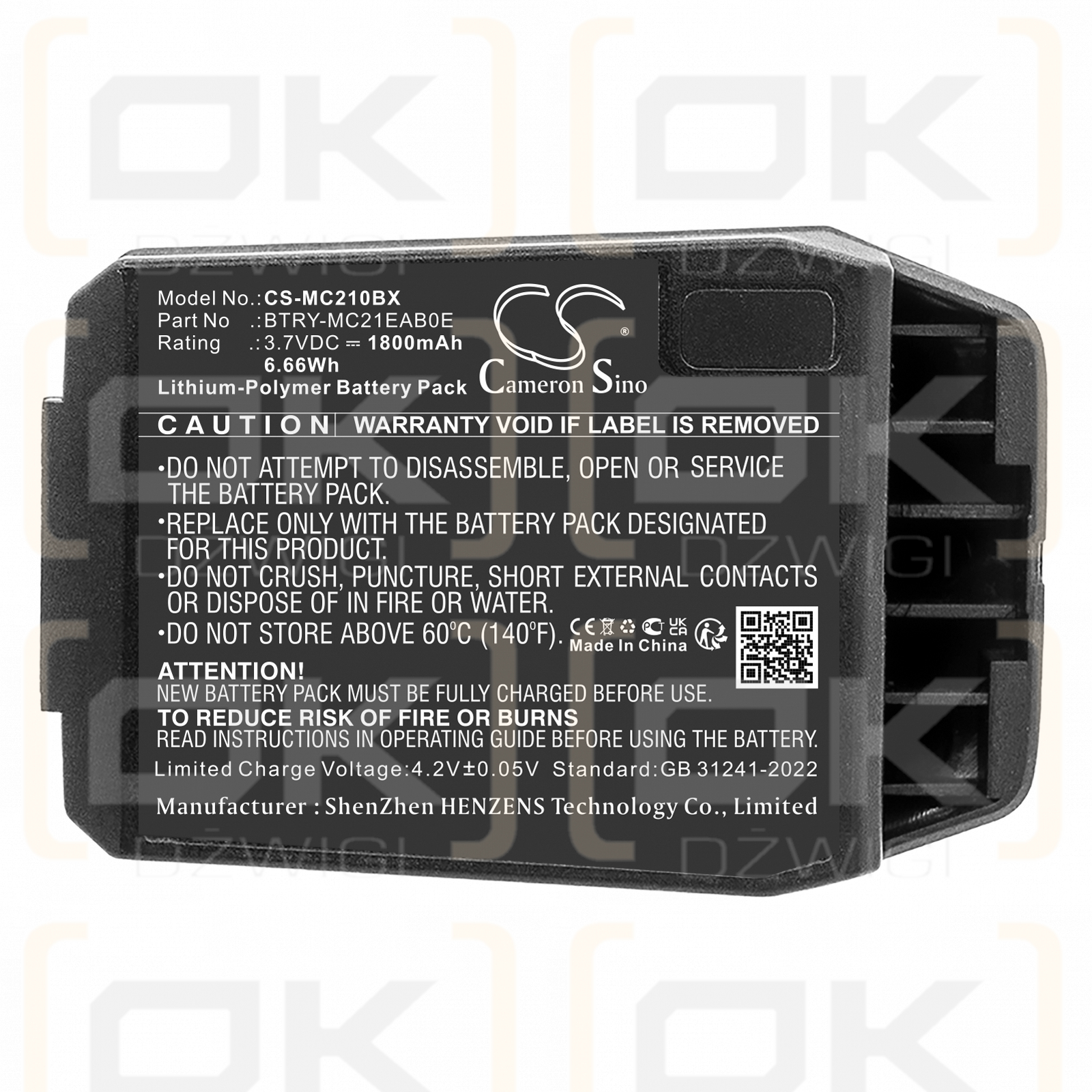 Motorola MC2180 / 82-105612-01 1800 mAh Li-Polymer 3,7 V (Cameron Sino)