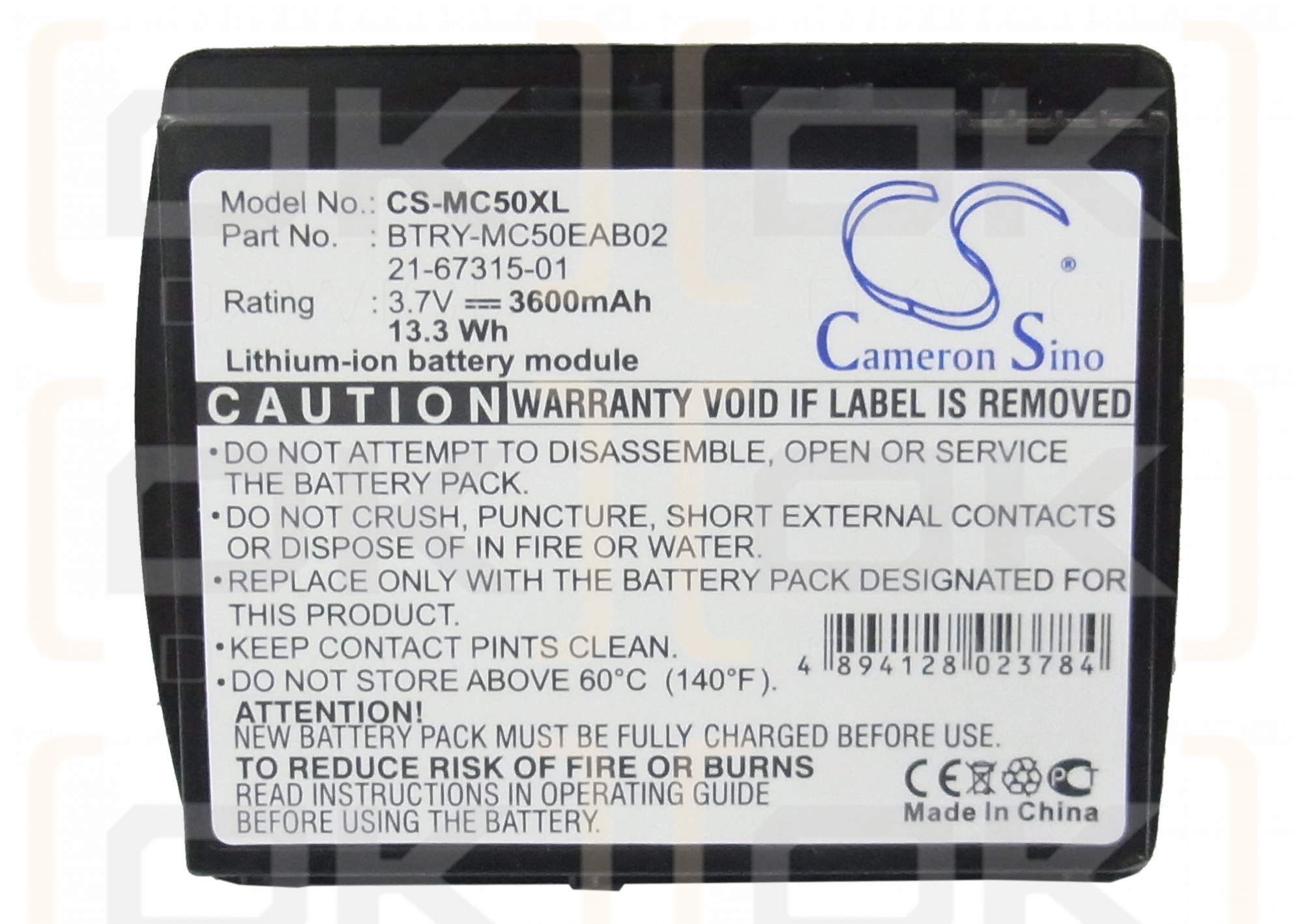 Символ MC5040 / BTRY-MC50EAB02 3600 мАч литий-ионный 3,7 В (Cameron Sino)