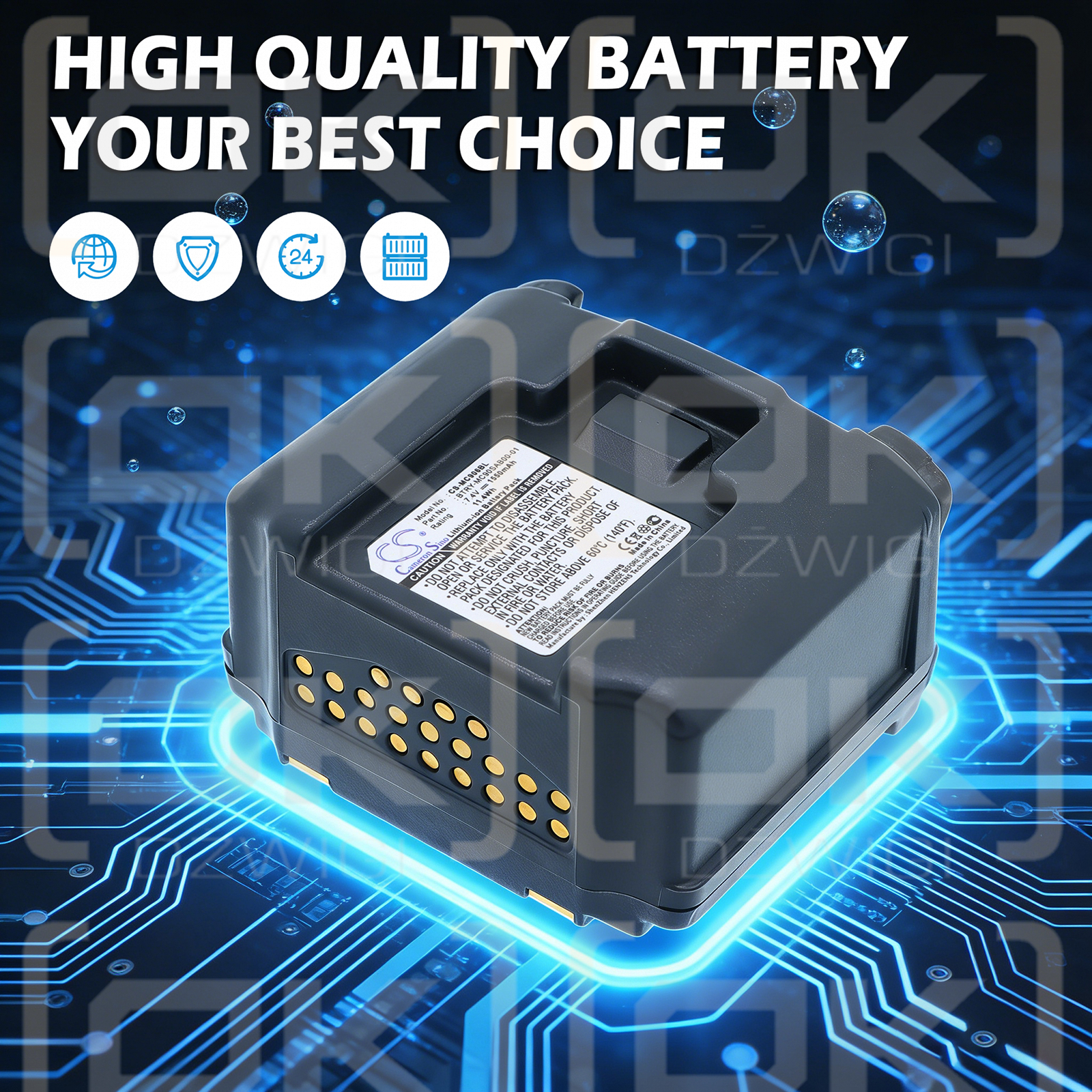 Terminal corto Symbol MC9090 / 21-62960-01 1550 mAh Li-ion 7,4 V (Cameron Sino)