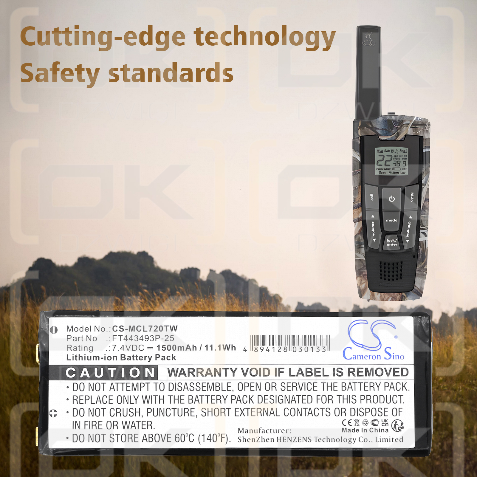 Cobra LI-7200 WX / FT443493P-25 1500 мАч литий-ионный 7,4 В (Cameron Sino)