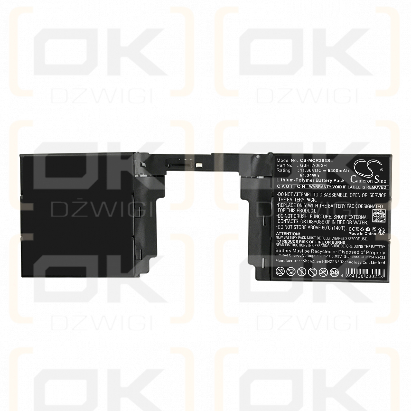 Replacement Battery for Microsoft Surface Book 3 15 inch / G3HTA063H 5400 mAh Li-Polymer 11.36 V (Cameron Sino)