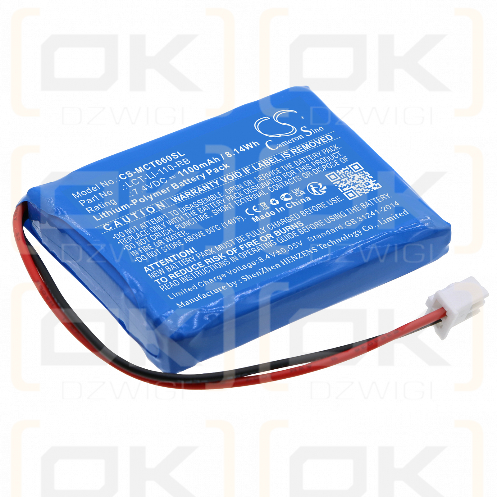 Baum MCT-Li-66 Plus / LCT-Li-110-RB 1100 mAh Li-Polymer 7,4 V (Cameron Sino)