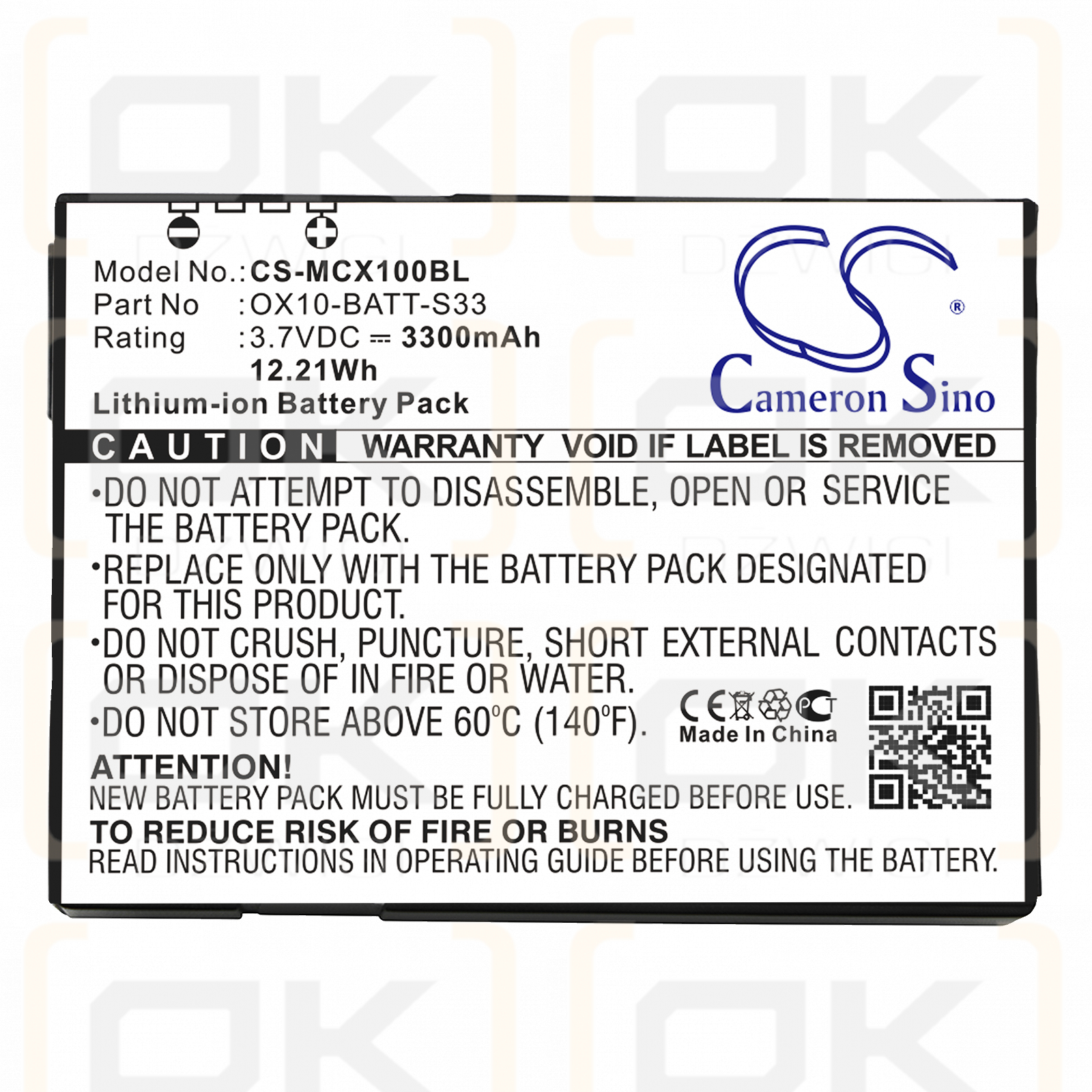 M3 Mobile OX10 RFID / OX10-BATT-S33 3300mAh Li-ion 3.7V (Cameron Sino)