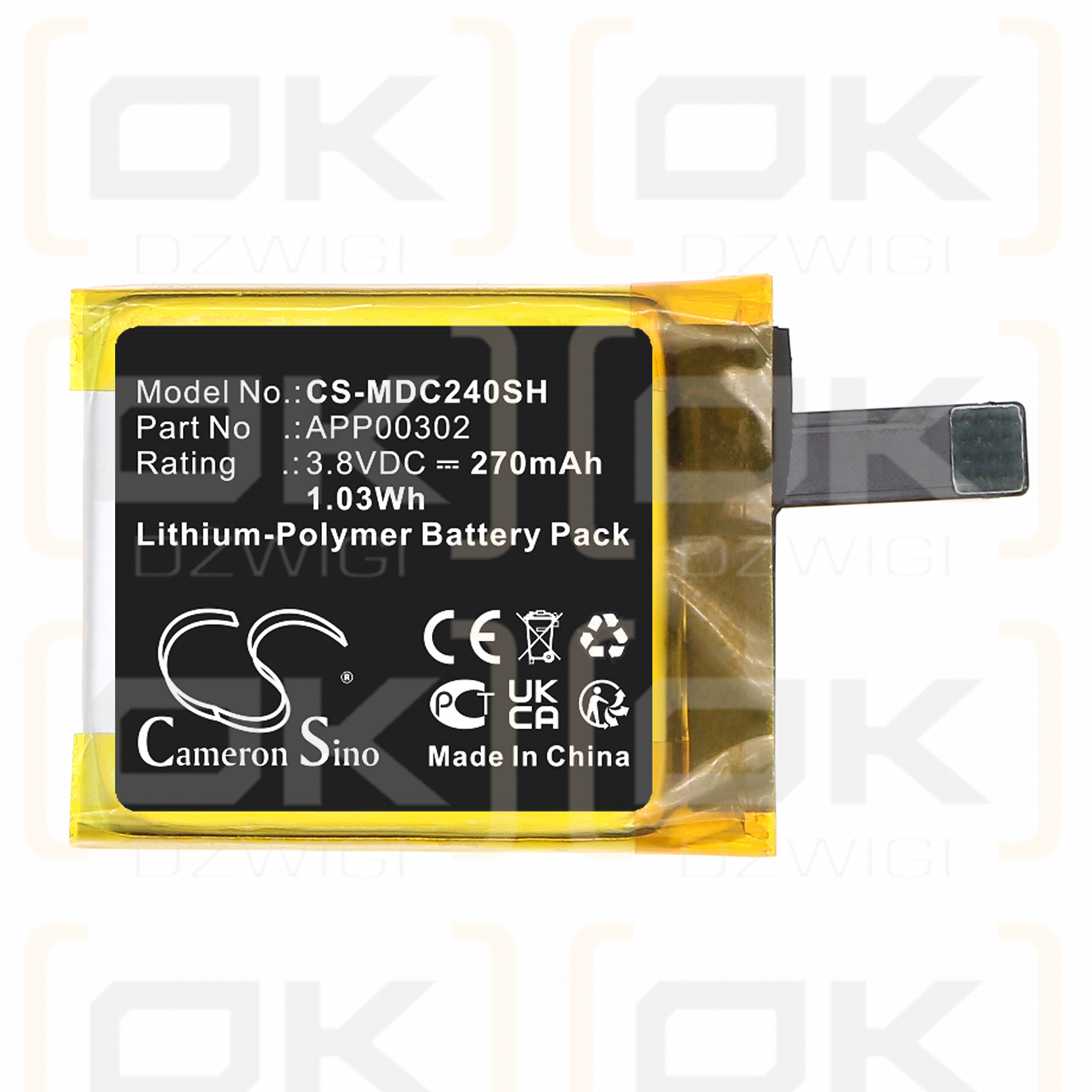 Movado Connect 2.0/40 / APP00302 270 mAh Li-Polymer 3,8 V (Cameron Sino)