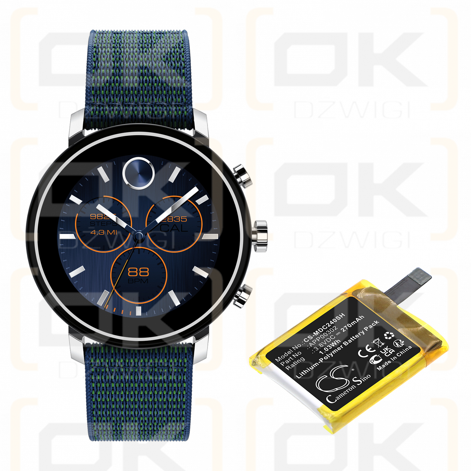 Movado Connect 2.0/40 / APP00302 270 mAh Li-Polymer 3,8 V (Cameron Sino)