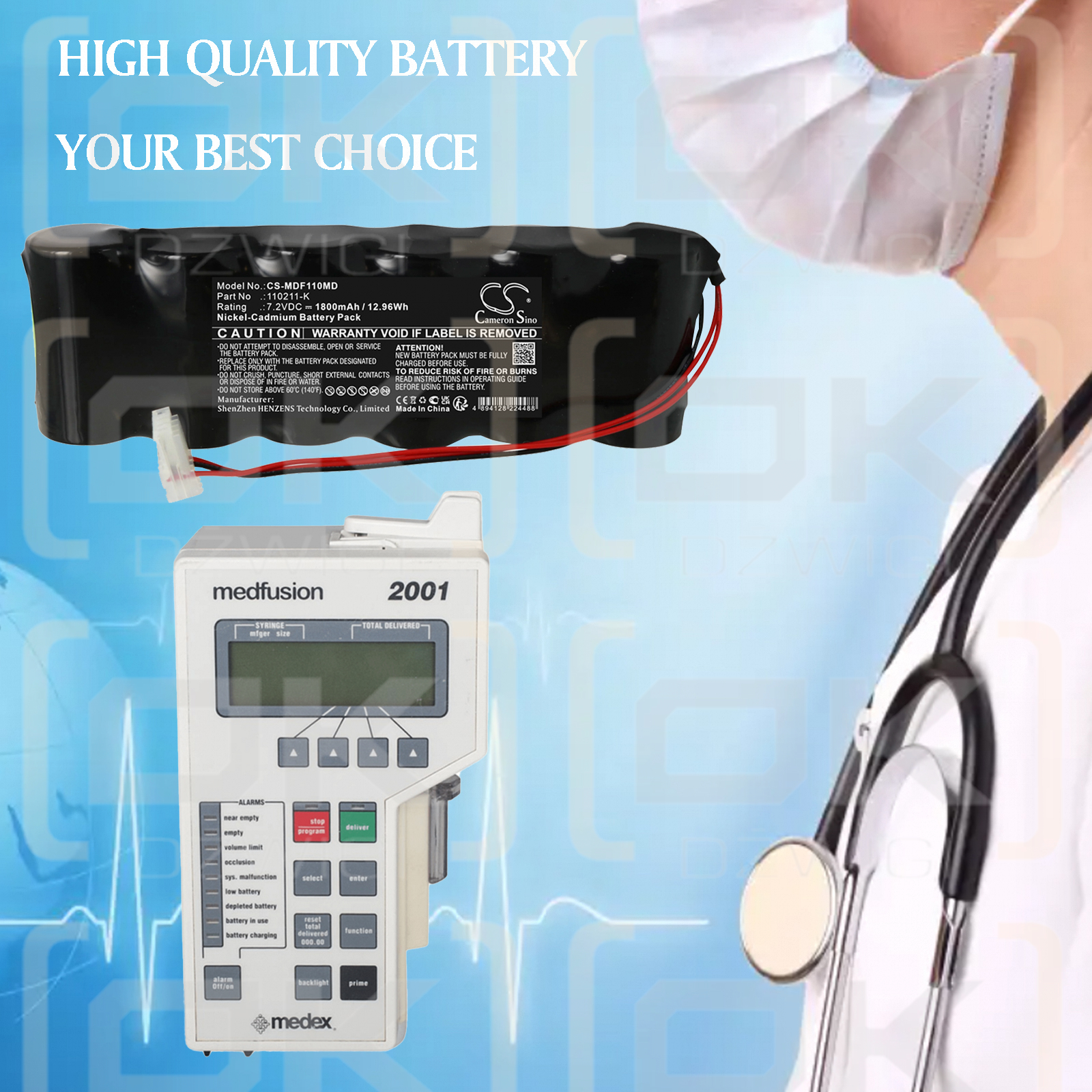 Medfusion Infusor 2010 Pump / 110211-K 1800 mAh Ni-CD 7.2 V (Cameron Sino)