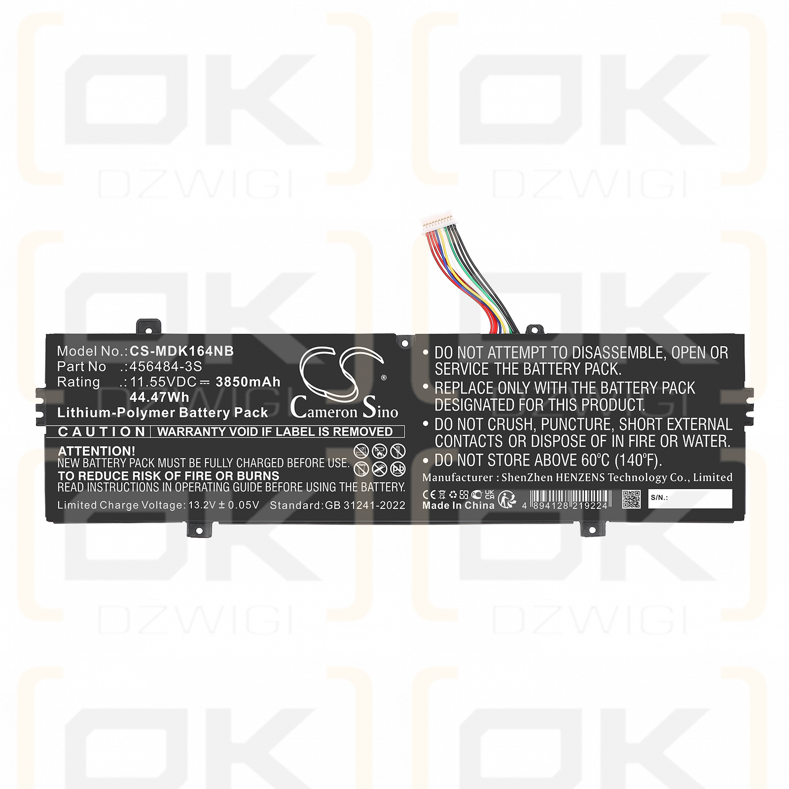 Batería externa Medion Emdoor NS15TG / 456484-3S de polímero de litio de 3850 mAh y 11,55 V (Cameron Sino)