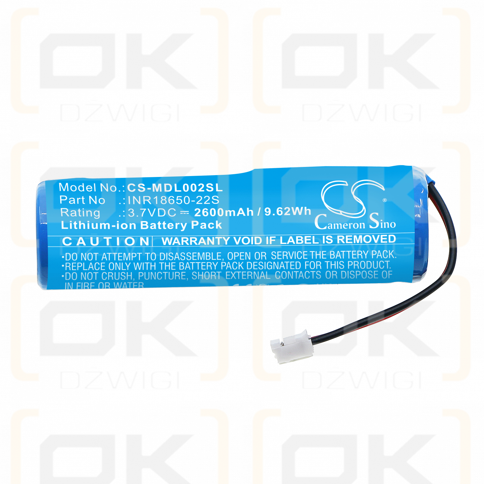 MUID H-DL-02 / INR18650-22S 2600mAh Li-ion 3.7V (Cameron Sino)