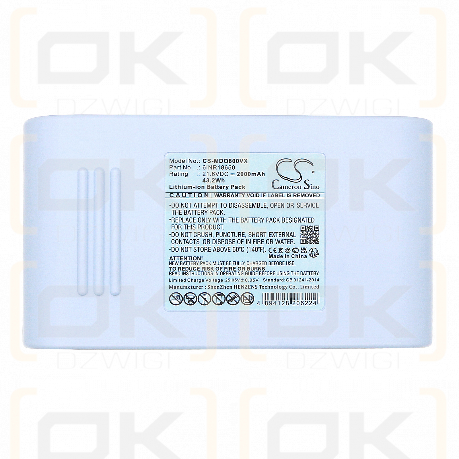 Media QN8 / 6INR18650 2000 mAh Li-Ion 21,6 V (Cameron Sino)